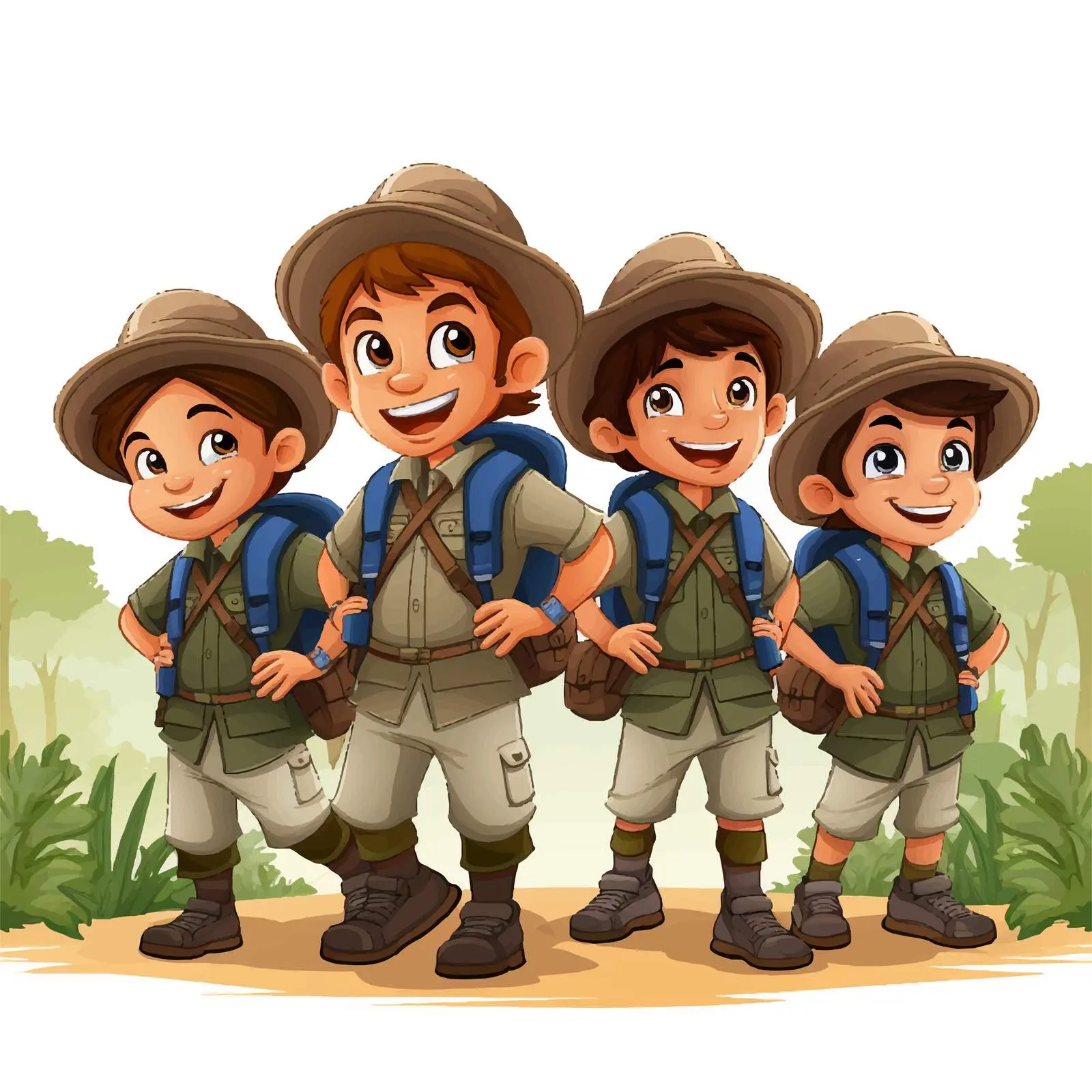 Boy Scouts Exploring Nature Illustration Vector — free download from Dotvec