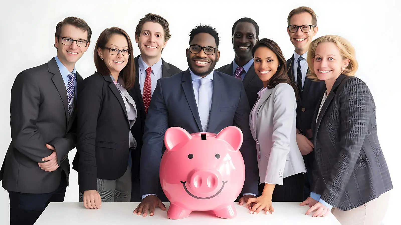 Business Team Saving Money in Piggy Bank – free money image from Dotvec