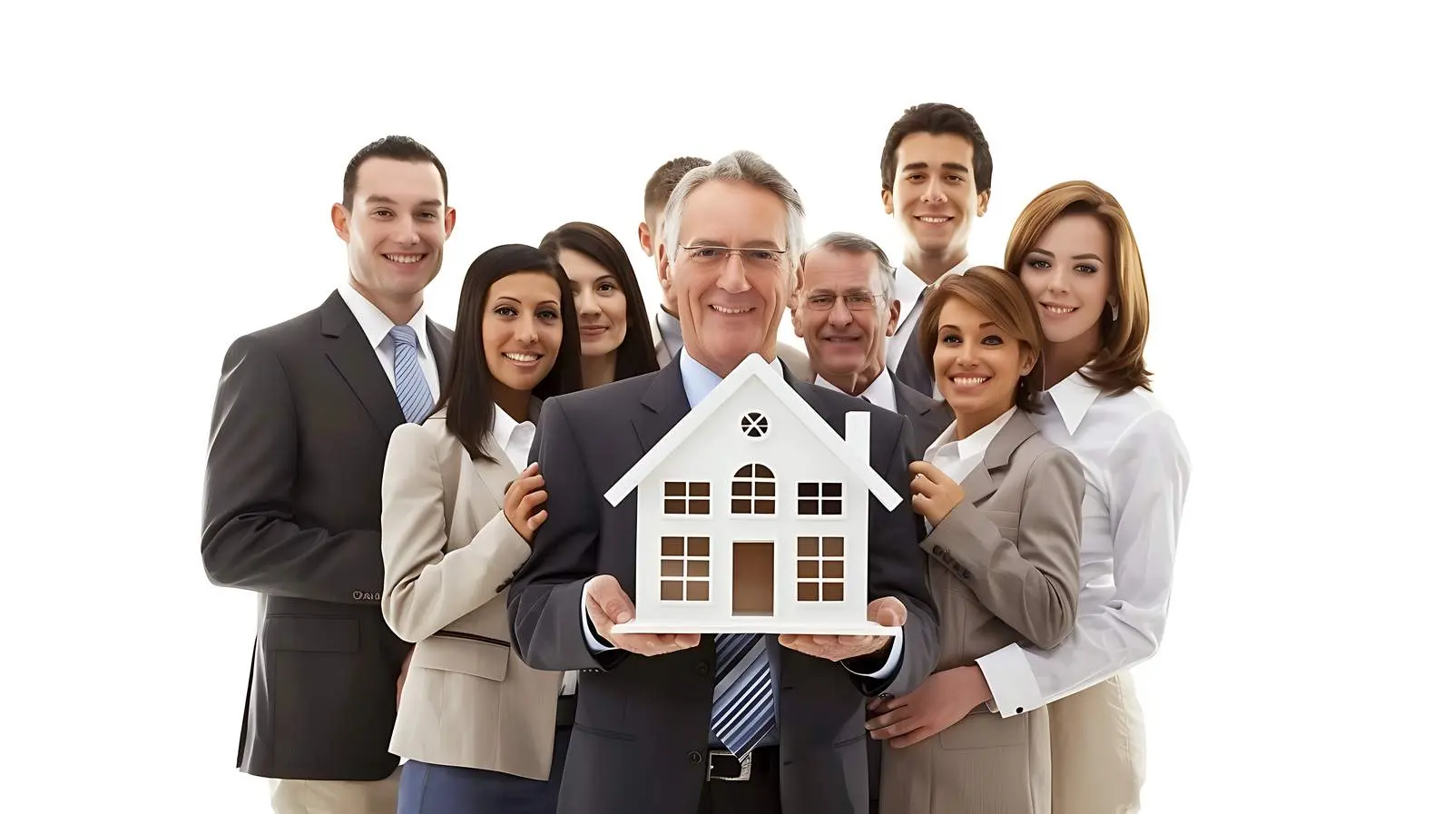 Business Team Holding Model House Together – free positive energy image from Dotvec