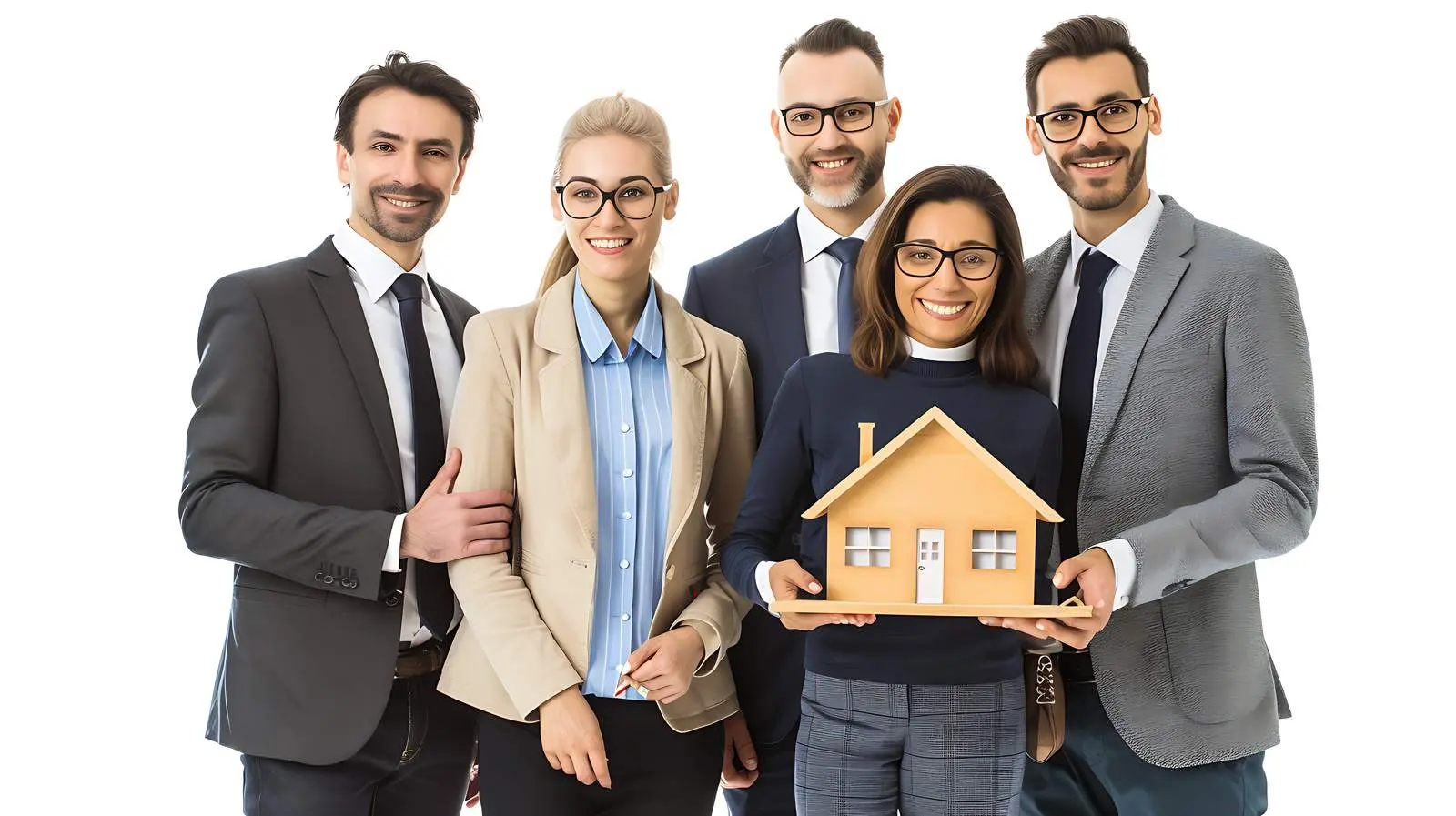 Businesspeople Holding Model House Isolated — free download from Dotvec