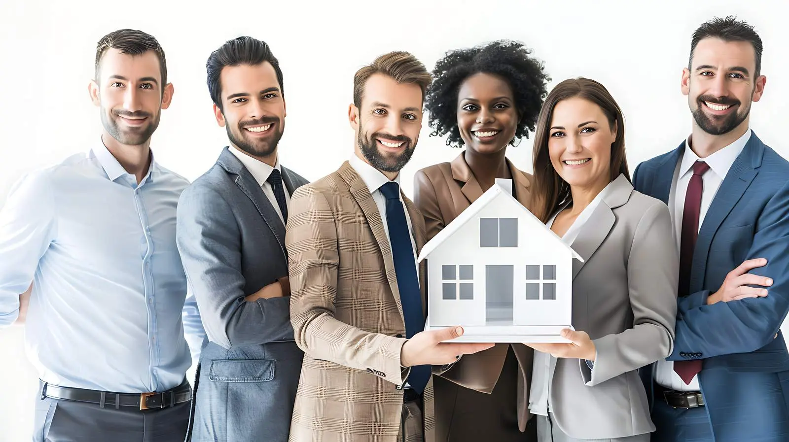 Businesspeople Holding Model House on White Background – free owner image from Dotvec