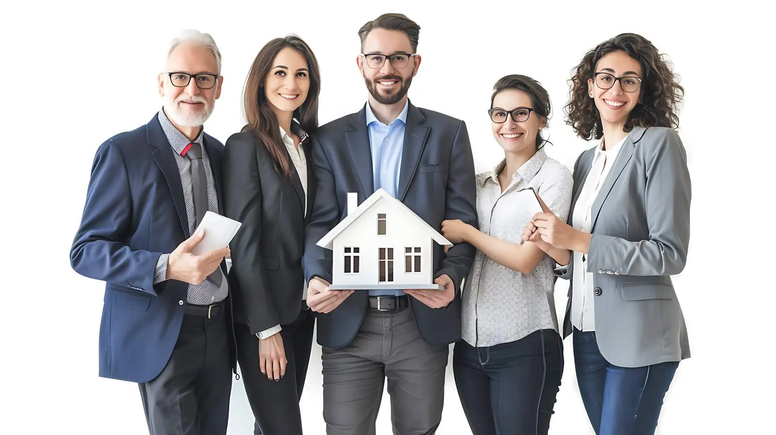 Businesspeople Holding Model House Isolated Background – free financial image from Dotvec
