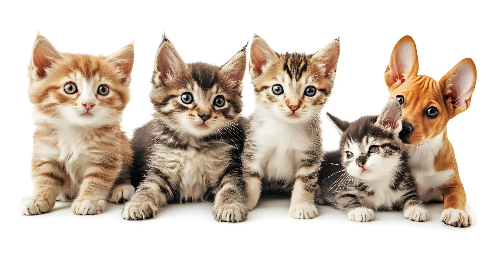 Cats and Dogs Sitting Together on White Background – free cohabitation image from Dotvec