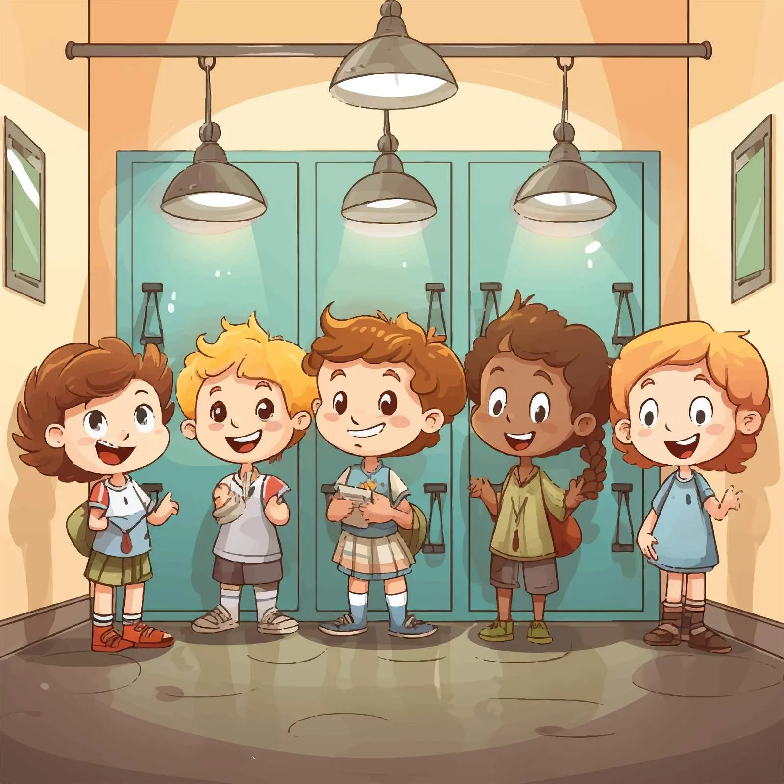 Children in Changing Room Illustration — free download from Dotvec