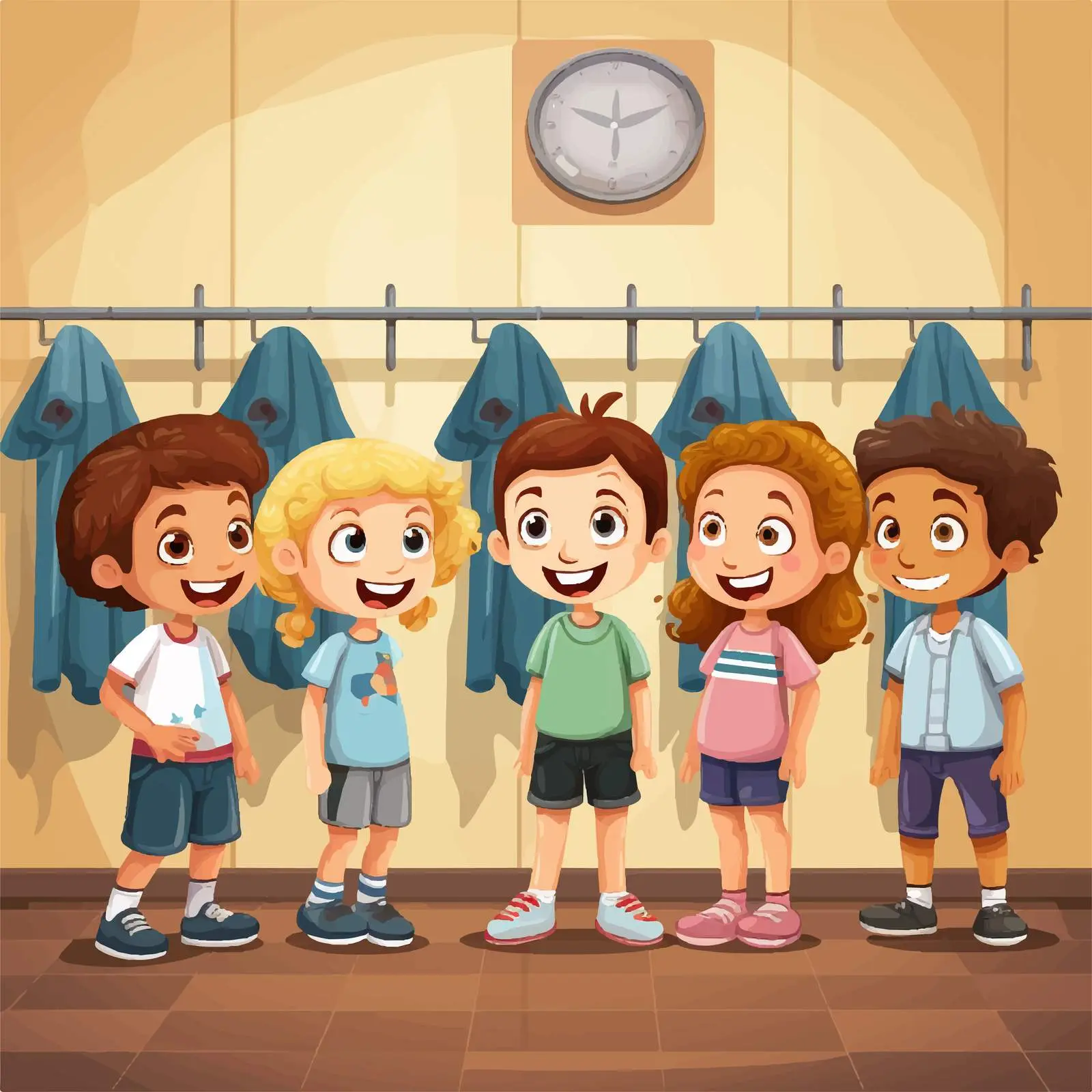 Children in Changing Room Illustration — free download from Dotvec