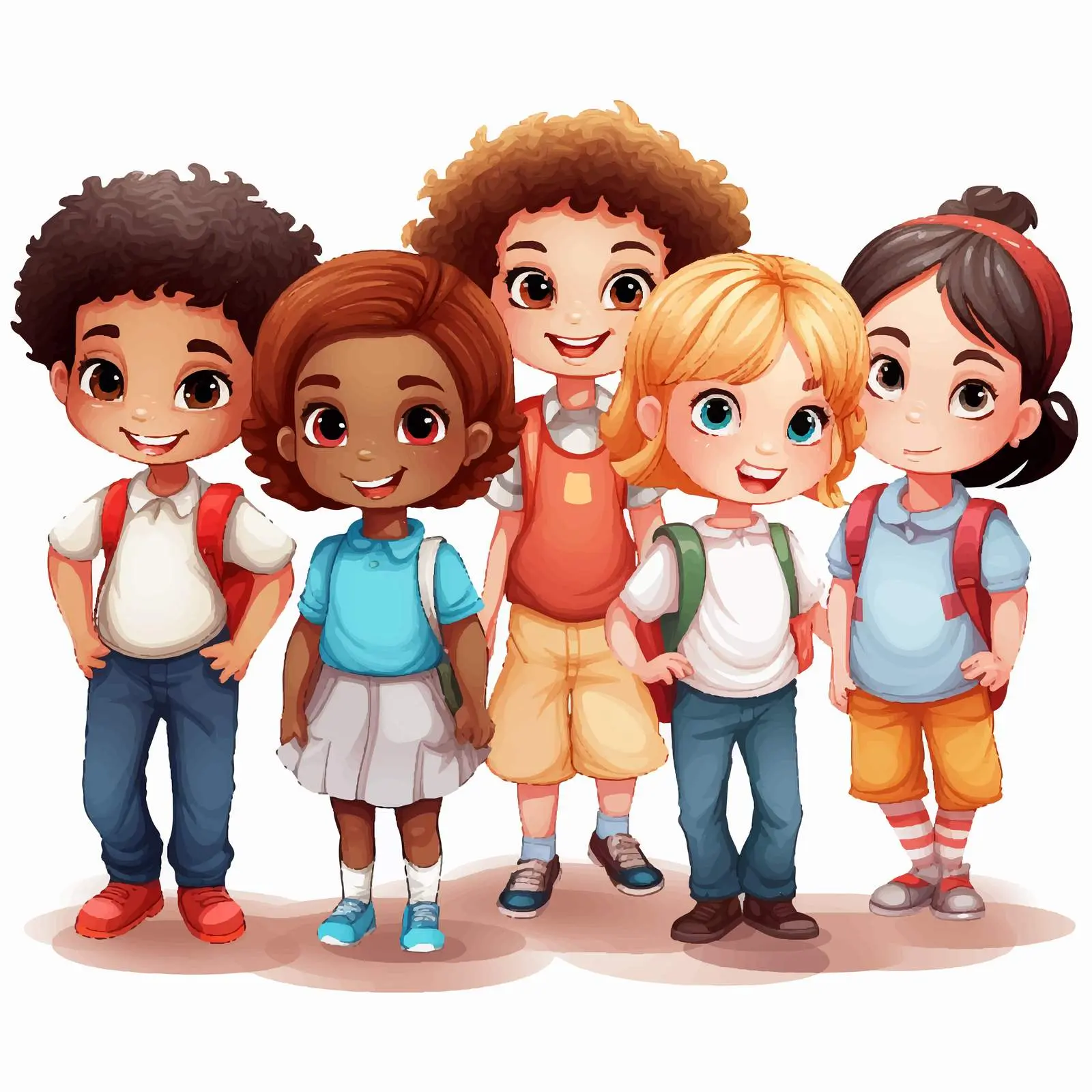 Colorful Cartoon Children Group Illustration — free download from Dotvec