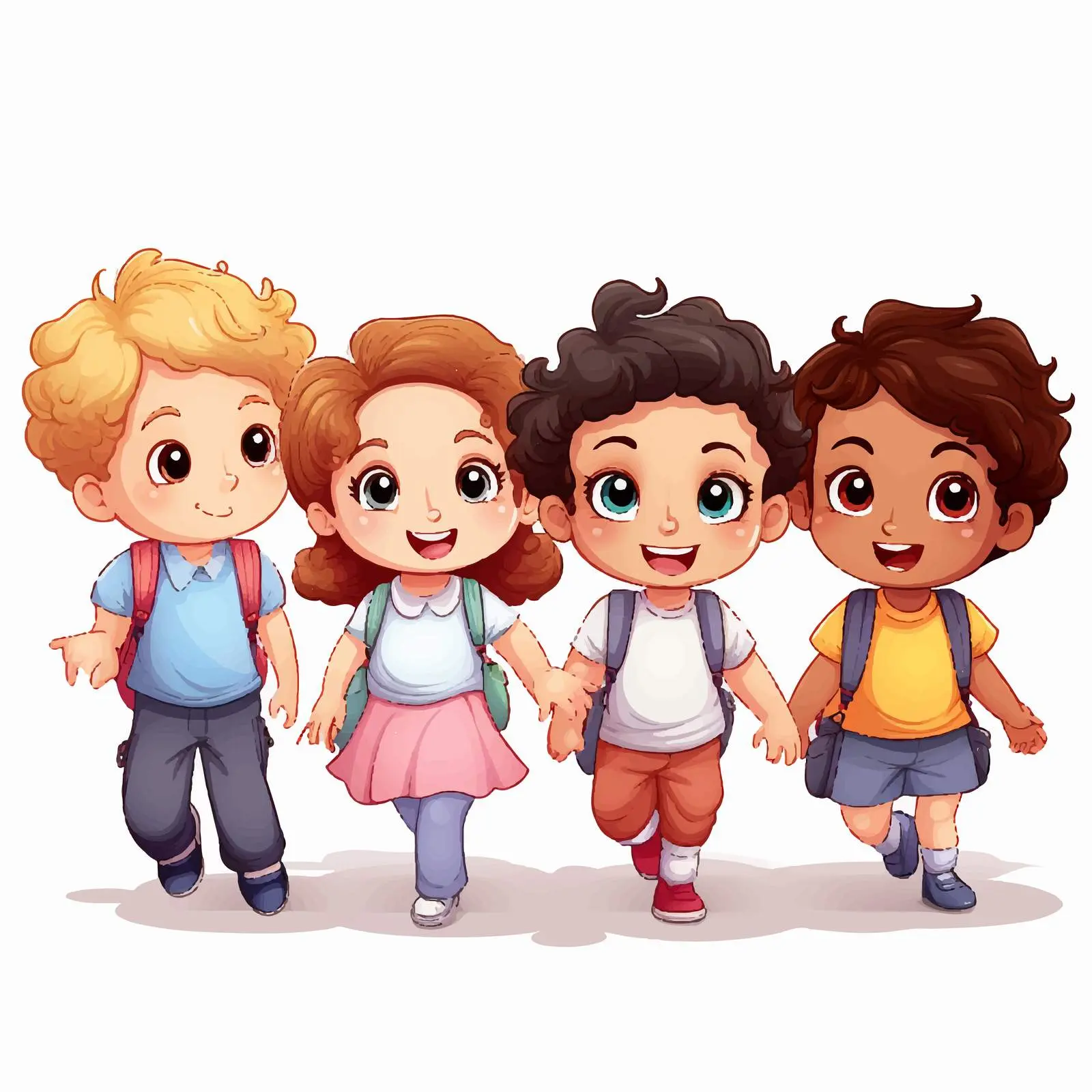 Group of Children Cartoon Characters Illustration — free download from Dotvec