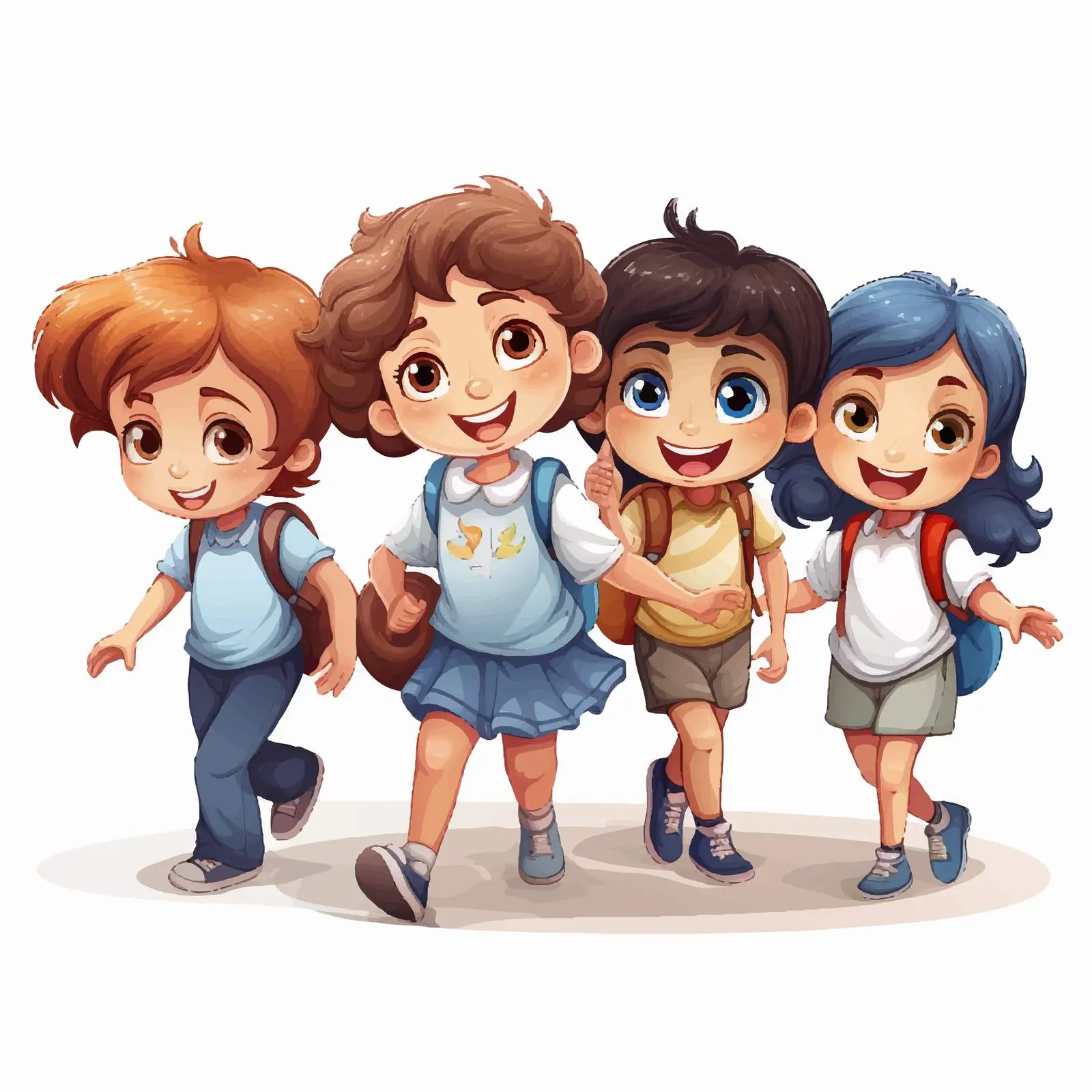 Cartoon Children Group Illustration in Vector Art — free download from Dotvec