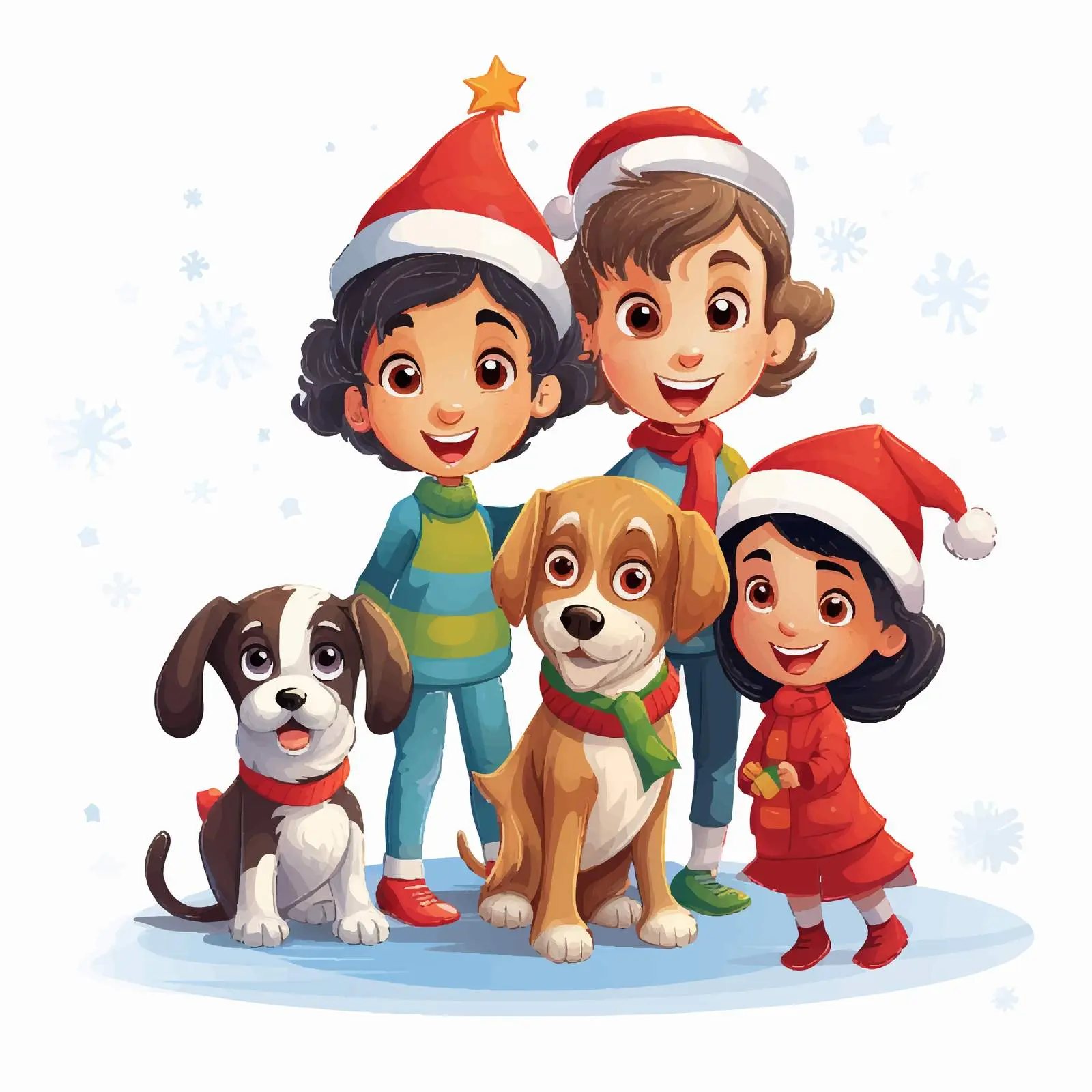 Children in Christmas Costumes with Dog — free download from Dotvec