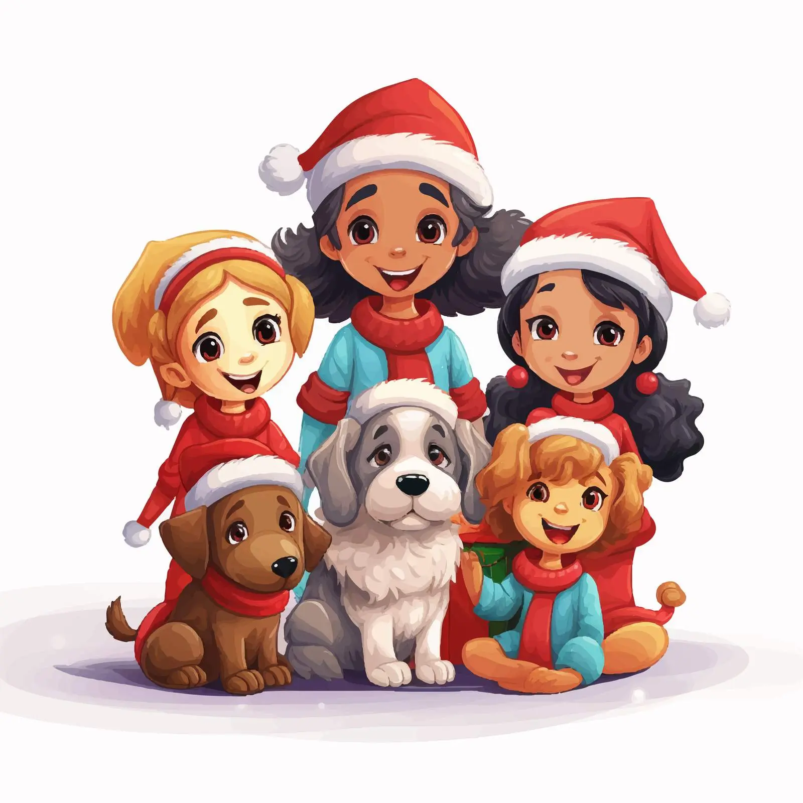 Children and Dog in Festive Christmas Costume — free download from Dotvec