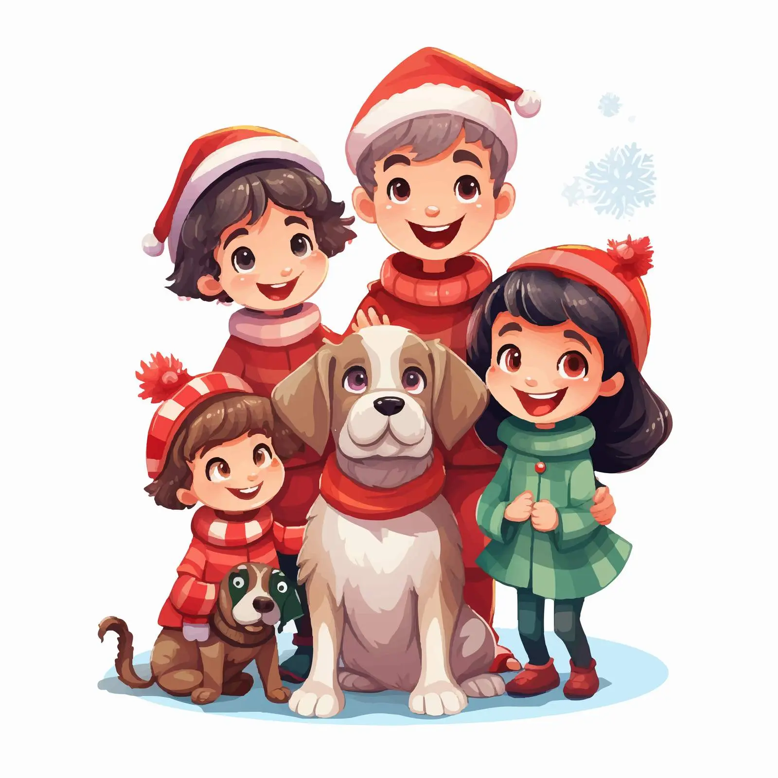 Children and Dog in Christmas Costume Vector — free download from Dotvec