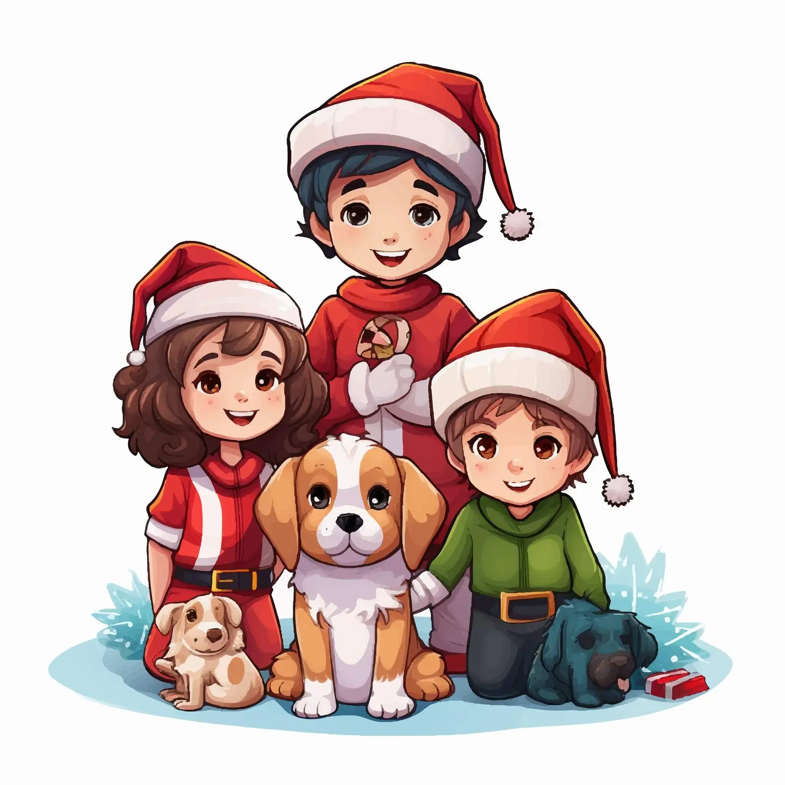 Children and Dog in Christmas Costume — free download from Dotvec