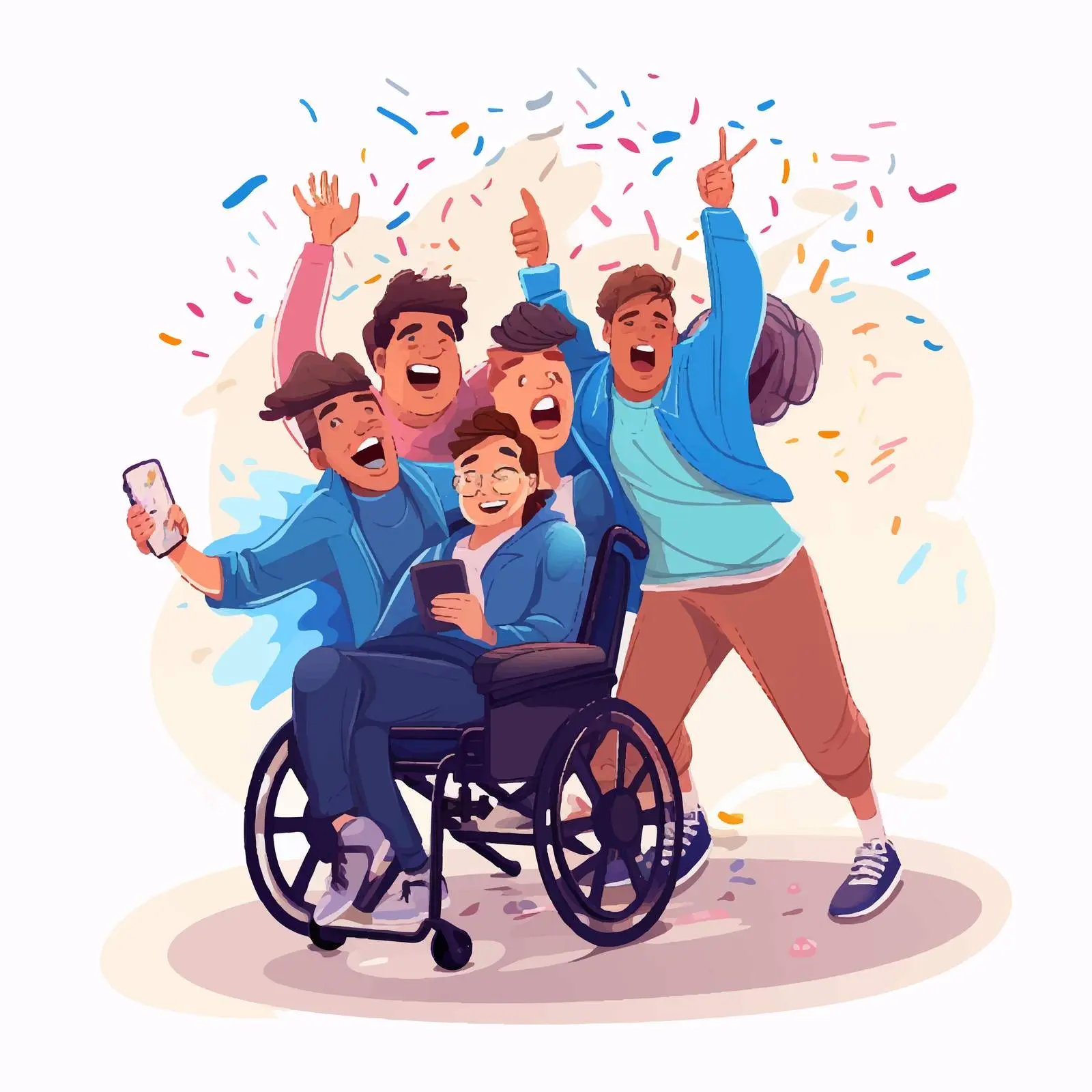 Happy Friends Running with a Boy in Vectors — free download from Dotvec