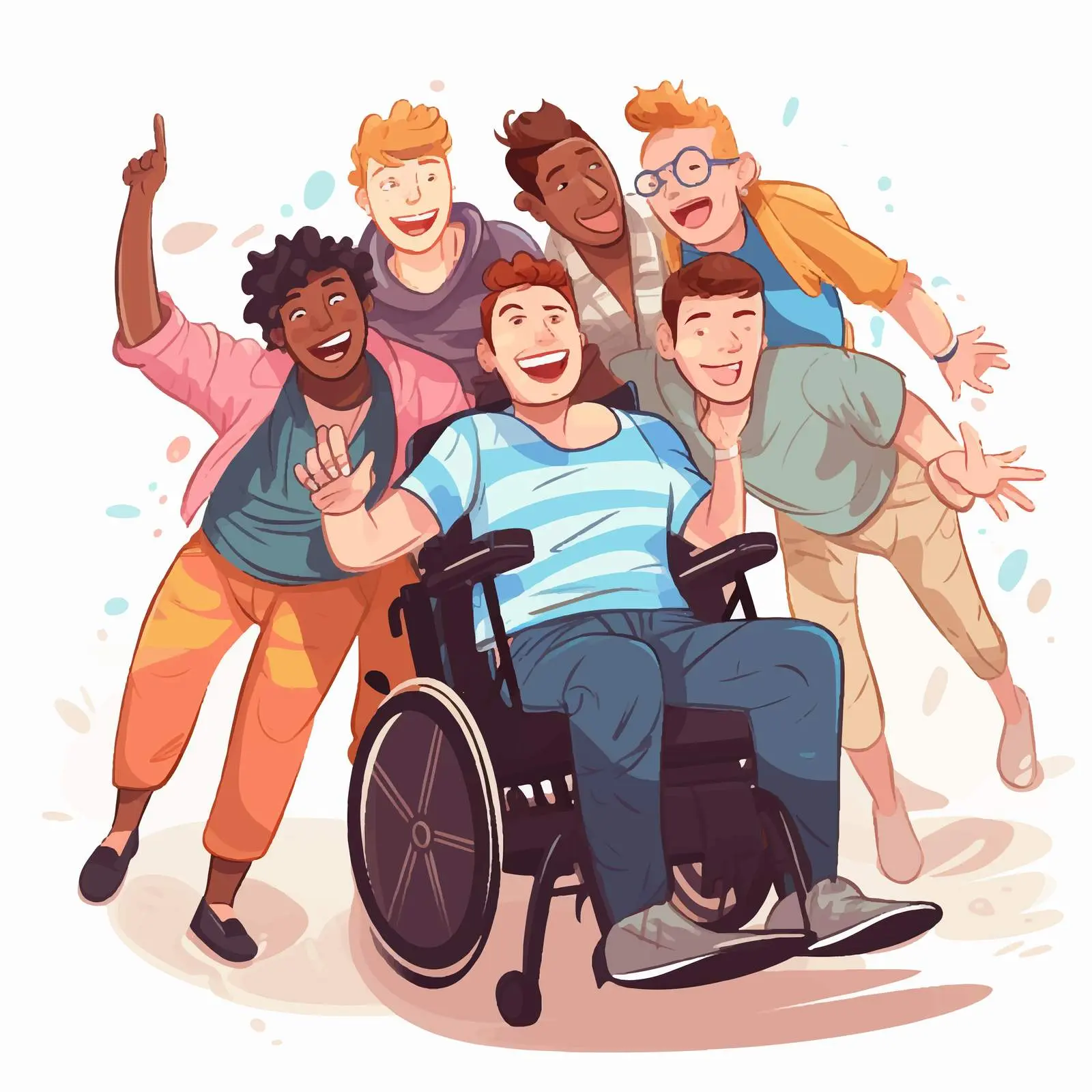 Happy Friends Running with Boy in Vector Art — free download from Dotvec