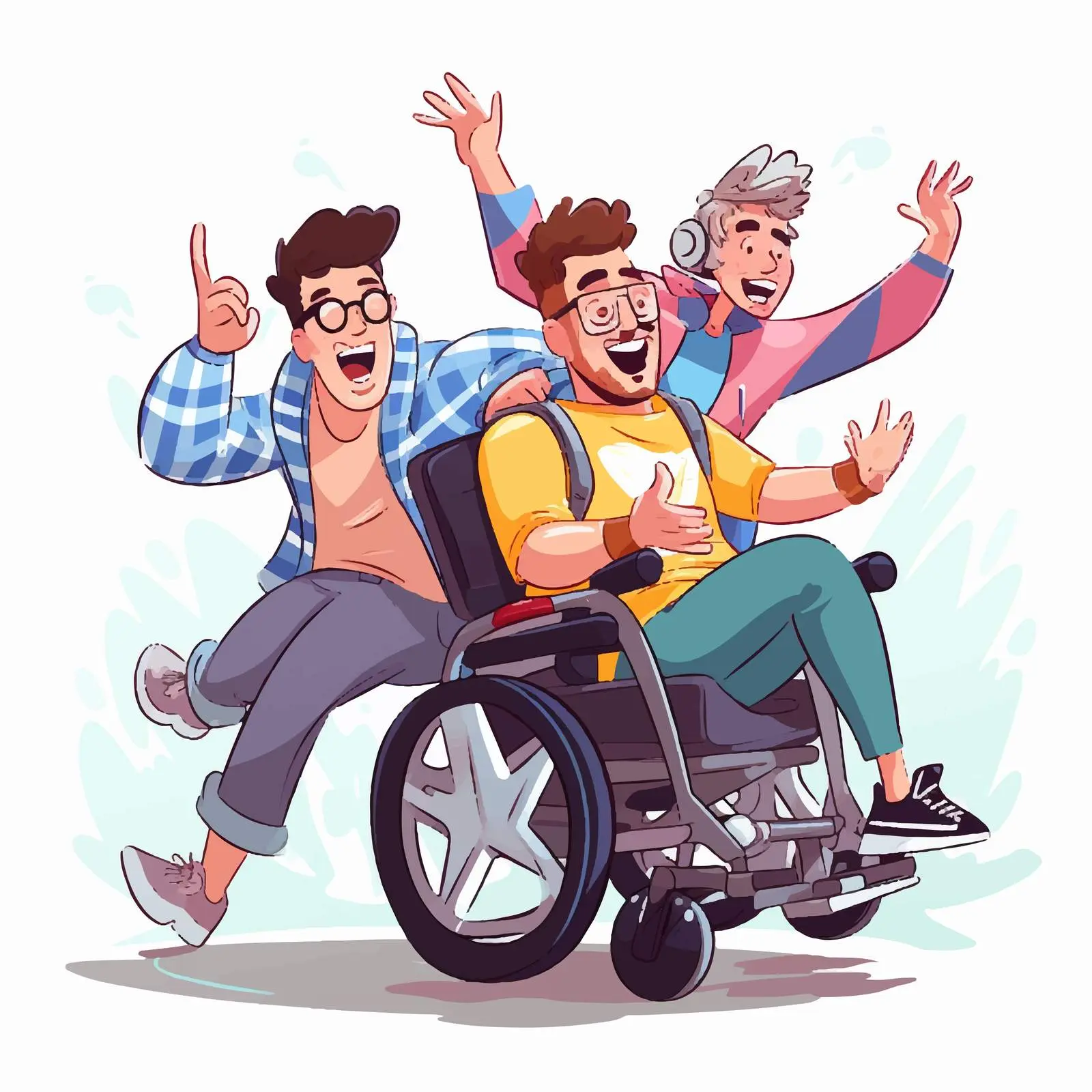 Happy Friends Running with Boy in Vector Style — free download from Dotvec