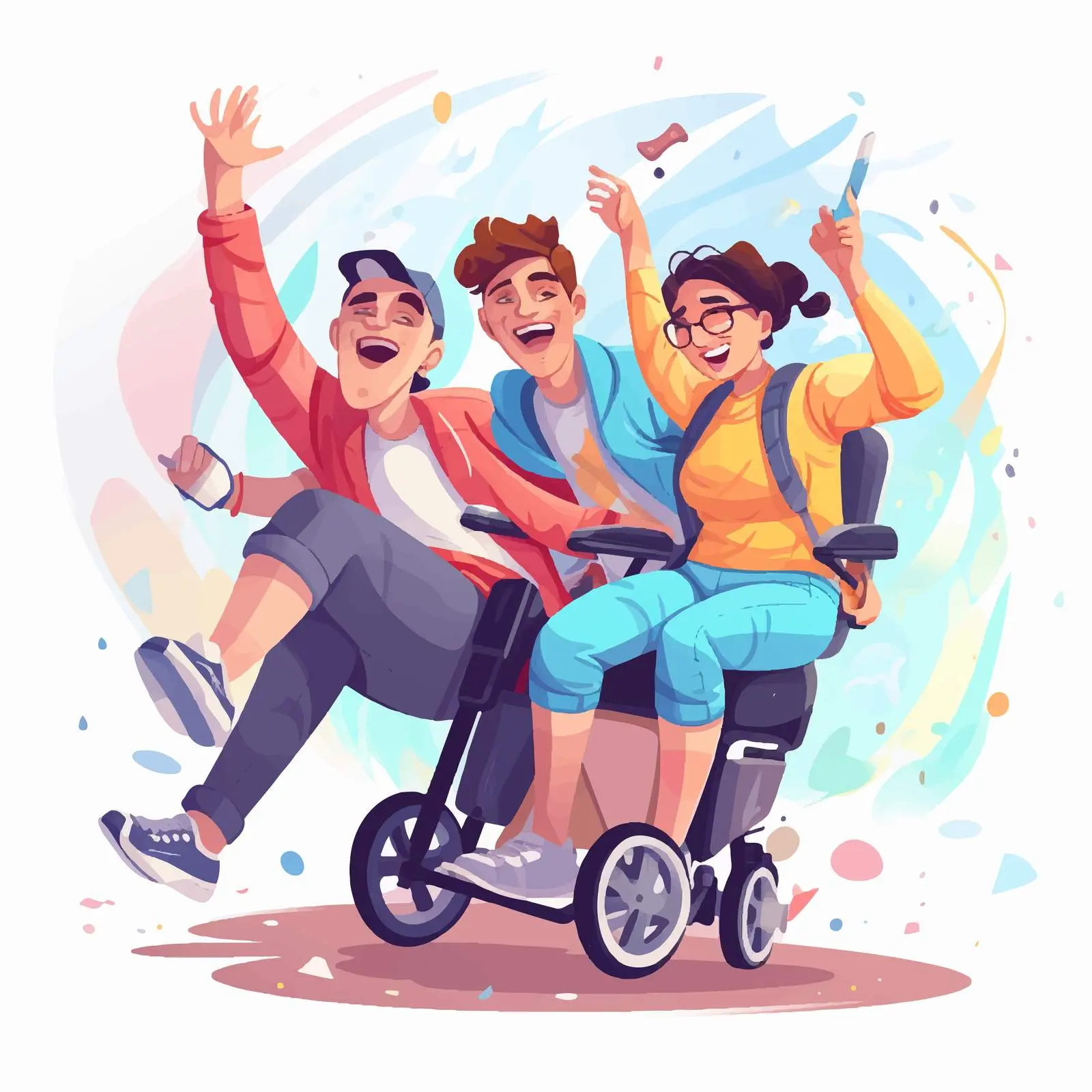 Happy Friends Running with a Boy – free friend group image from Dotvec