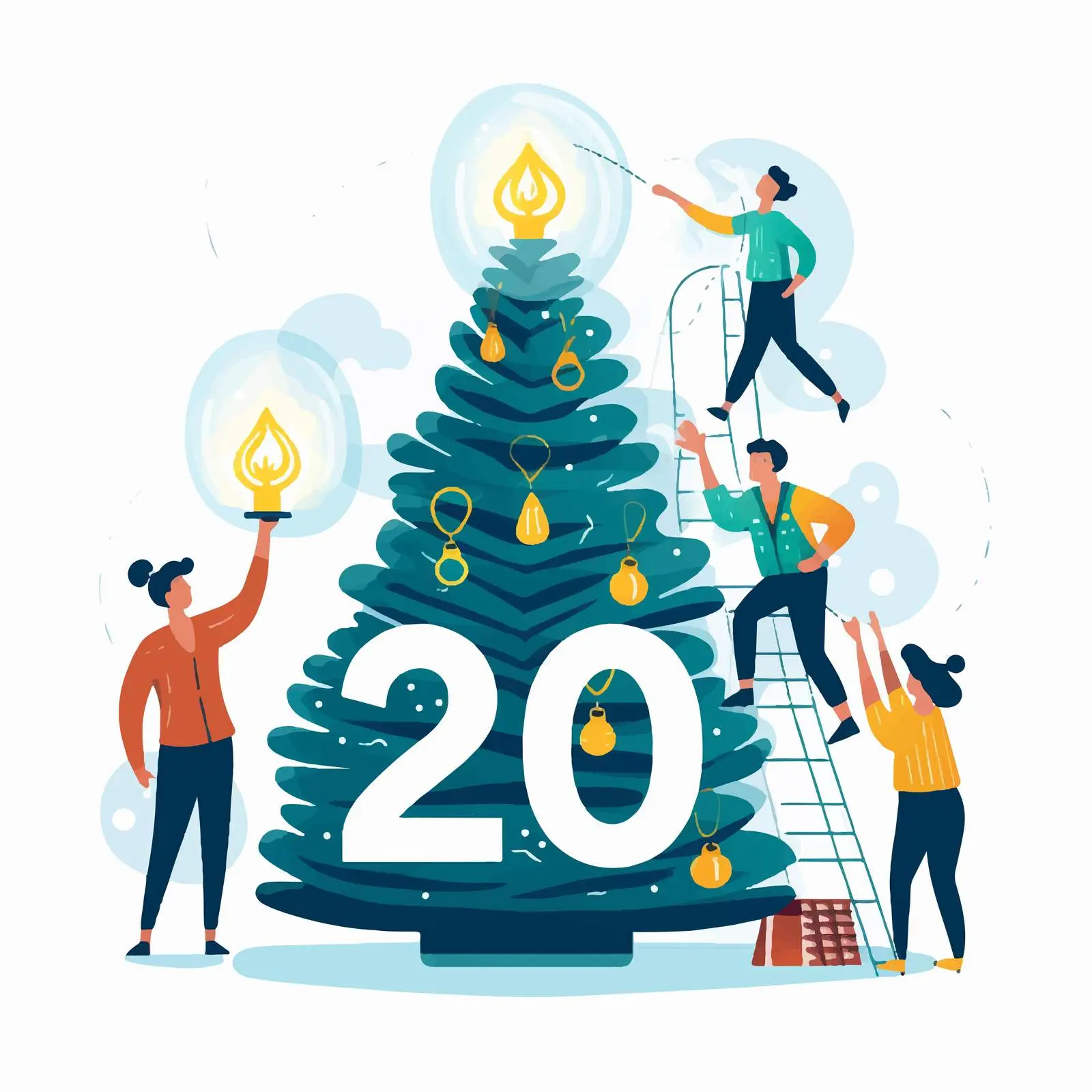 Cute Tiny People Celebrating New Year — free download from Dotvec