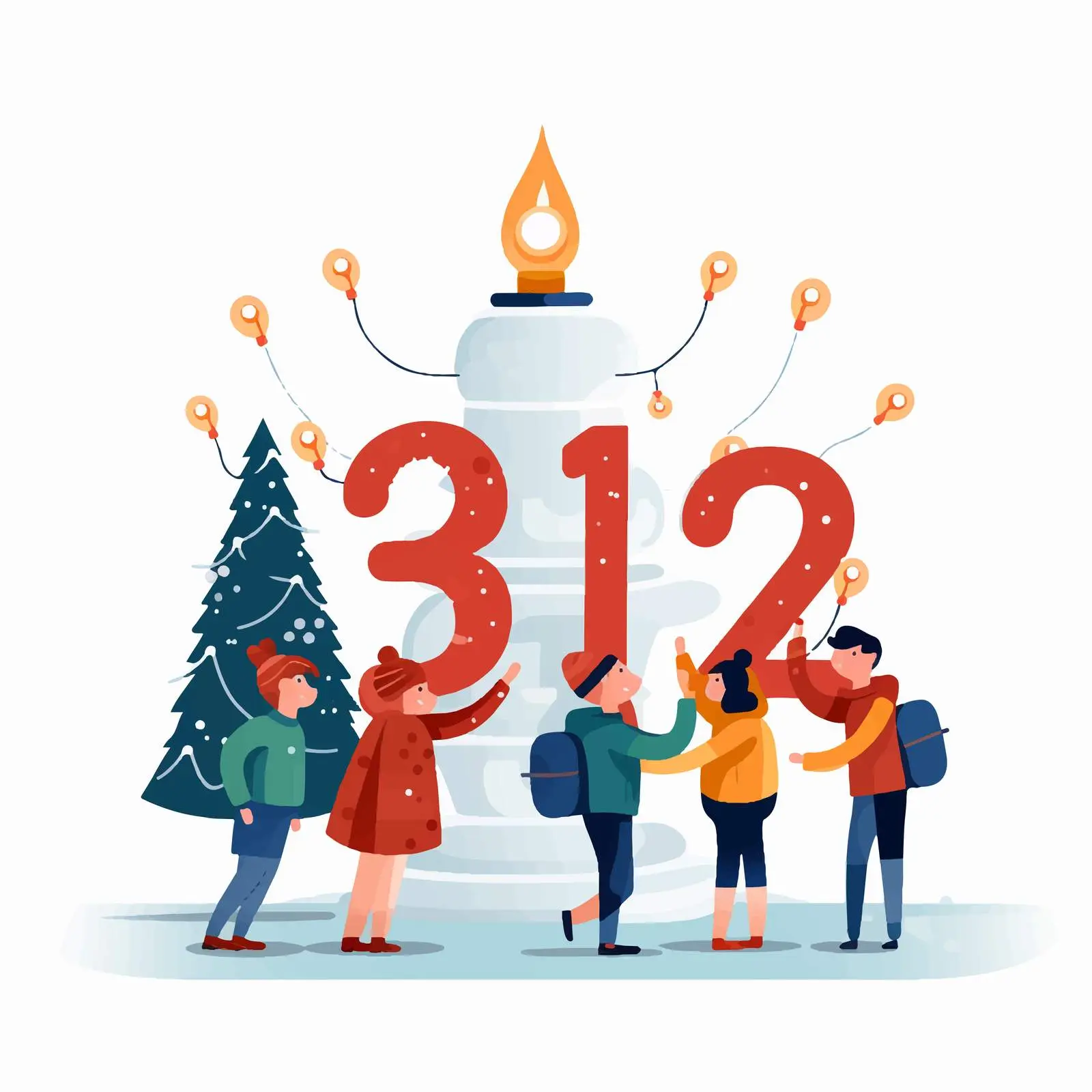 Happy Tiny People Celebrating New Year Together — free download from Dotvec