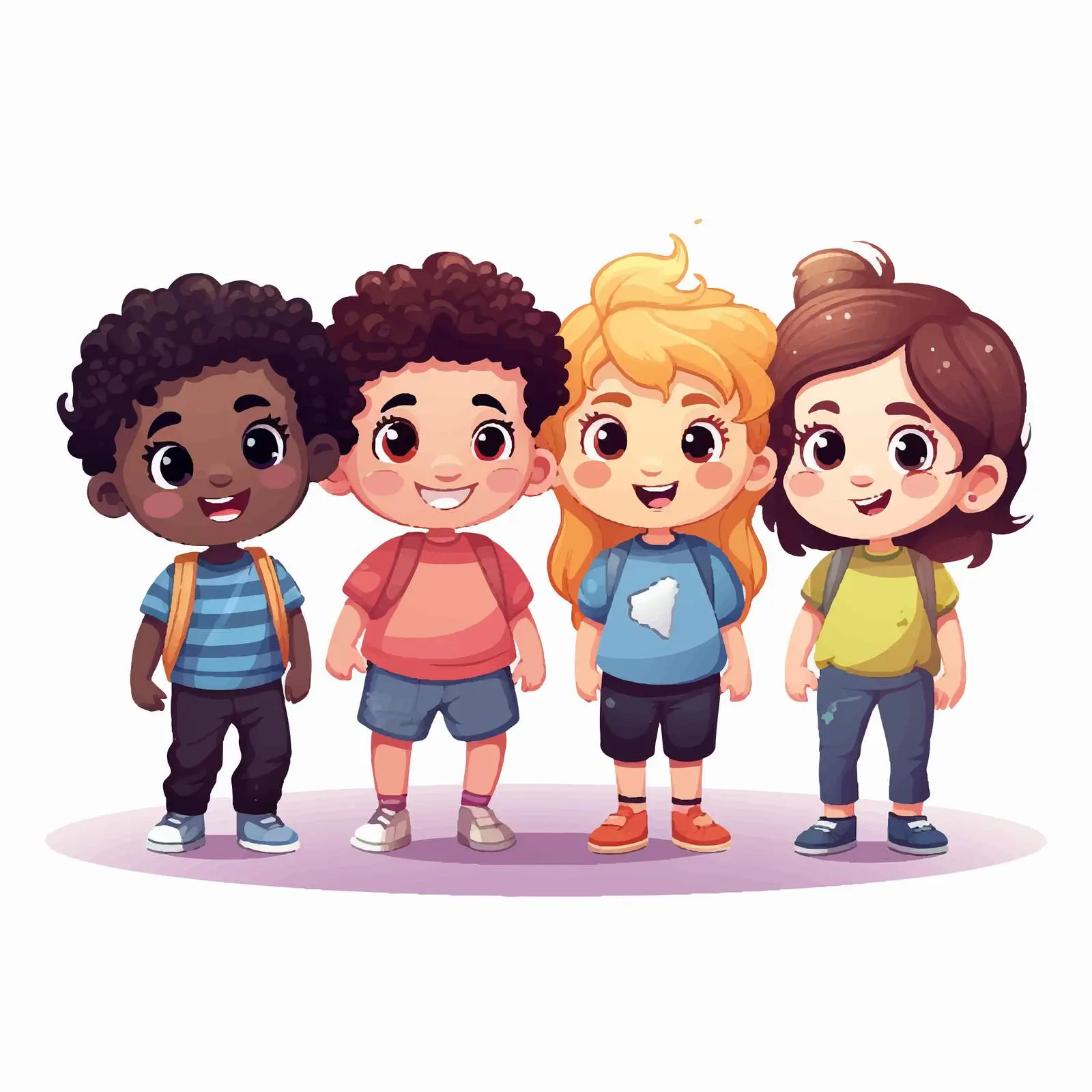 Cute Children Standing Together as a Group — free download from Dotvec