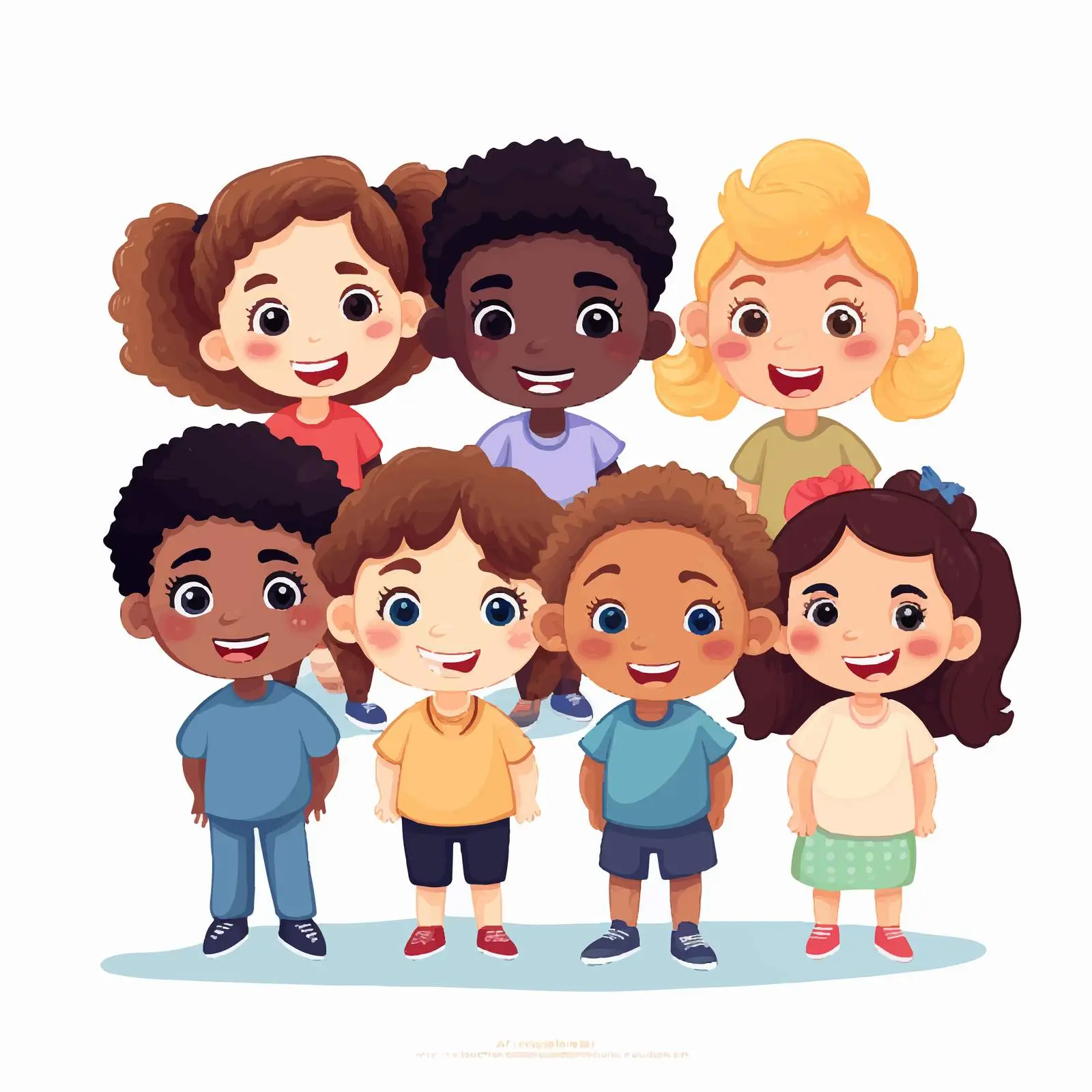 Cute Children Standing Together in a Group — free download from Dotvec