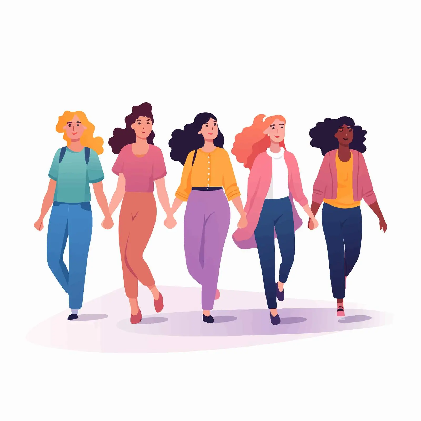 Diverse Women Walking Together Holding Hands — free download from Dotvec