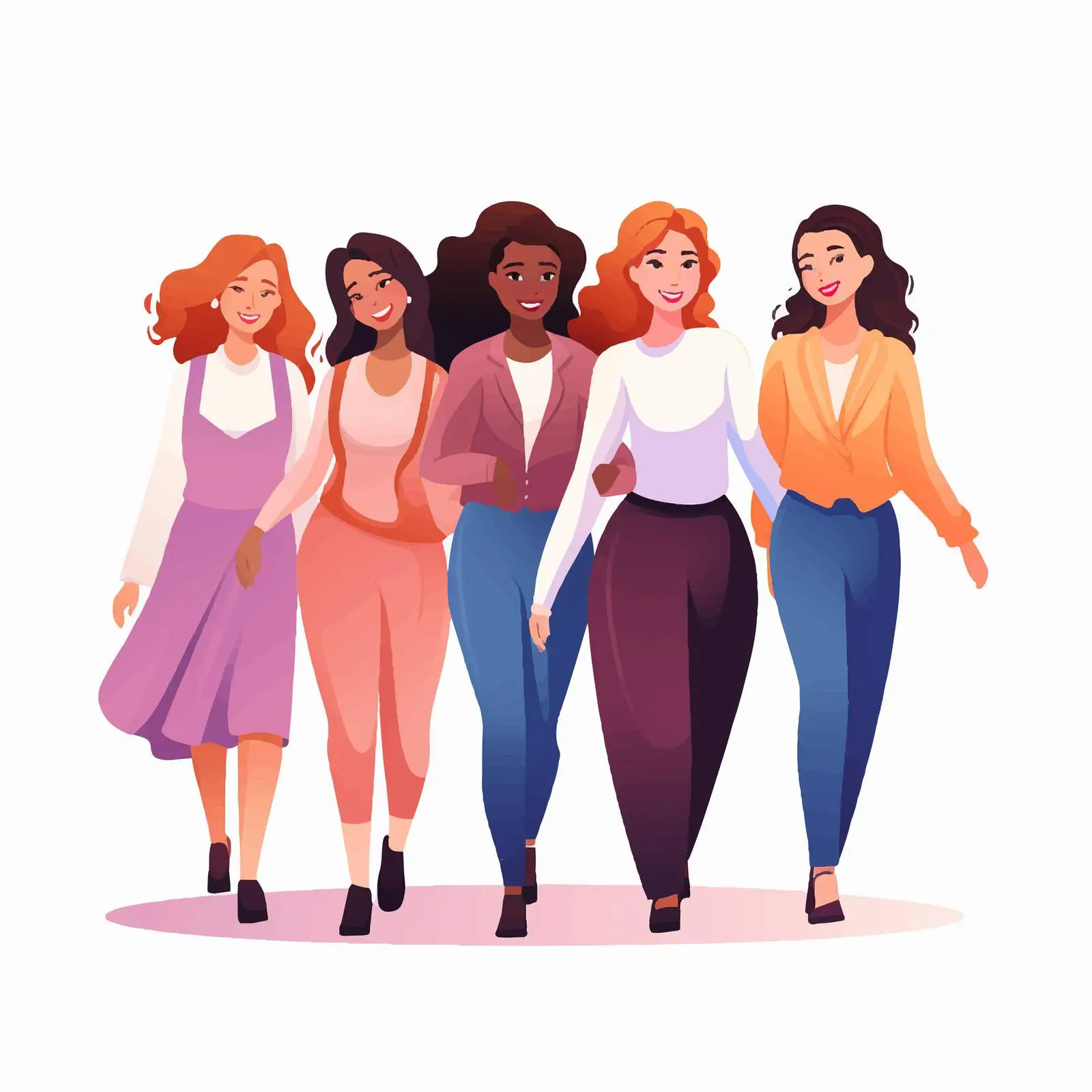 Diverse Women Walking Together Holding Hands — free download from Dotvec