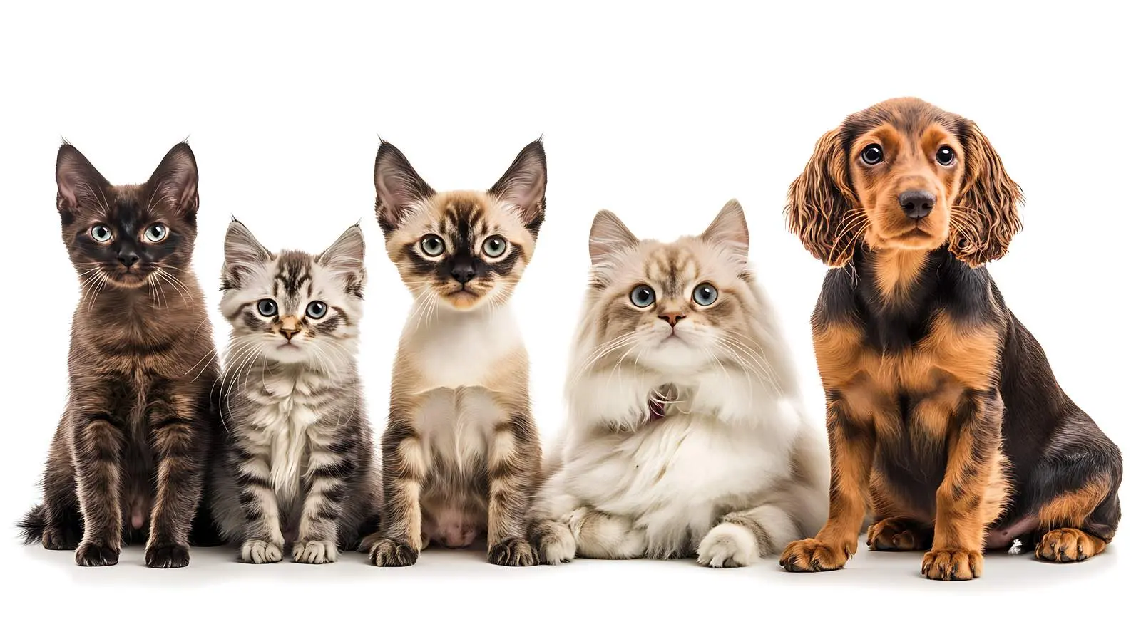 Dogs and Cats Sitting Together on White Background — free download from Dotvec