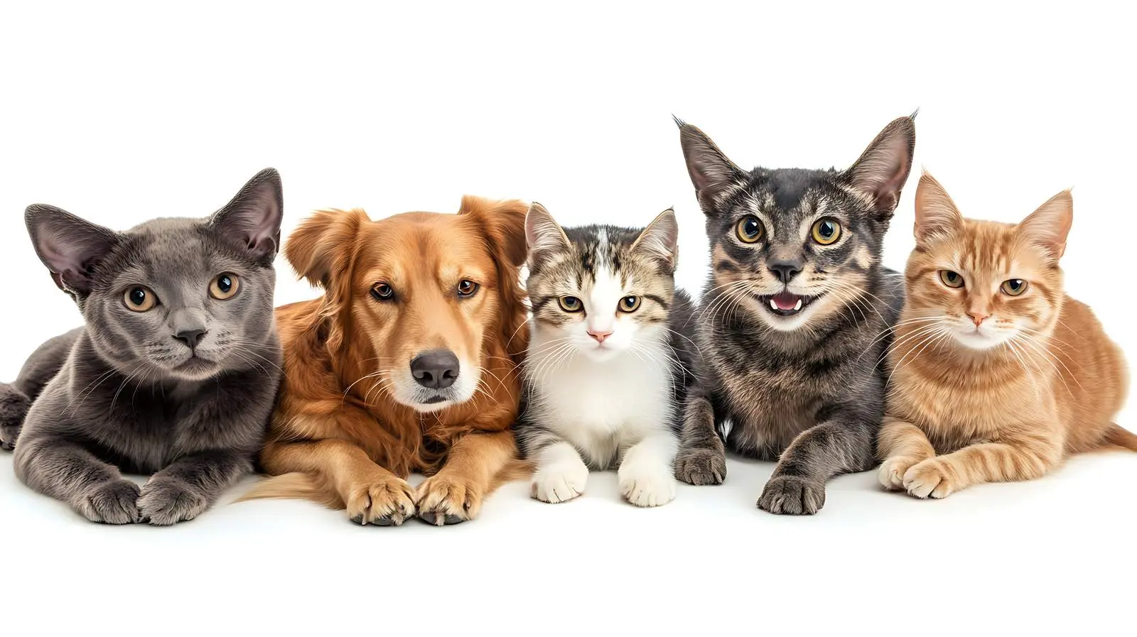 Dogs and Cats Sitting Together on White Background — free download from Dotvec