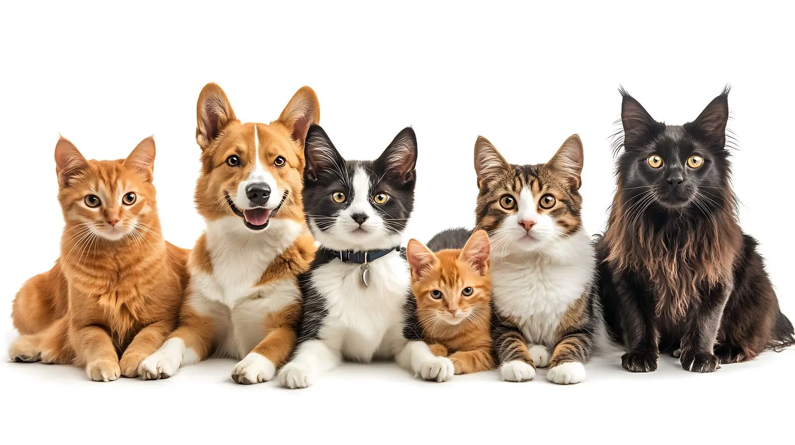 Dogs and Cats Sitting Together on White Background — free download from Dotvec