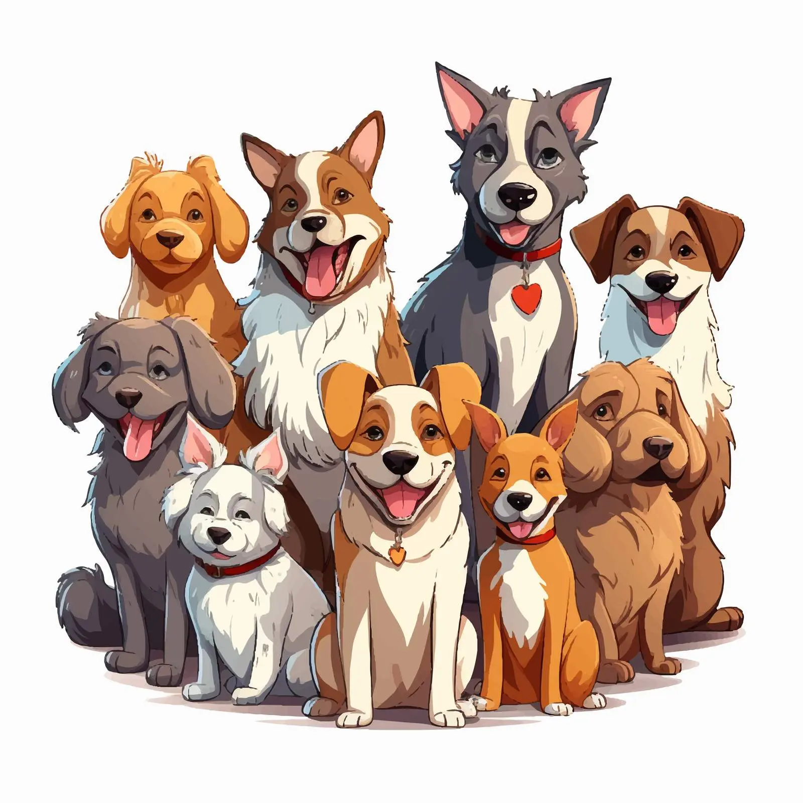 Cartoon Group of Domestic Dogs Illustration – free pet vector image from Dotvec