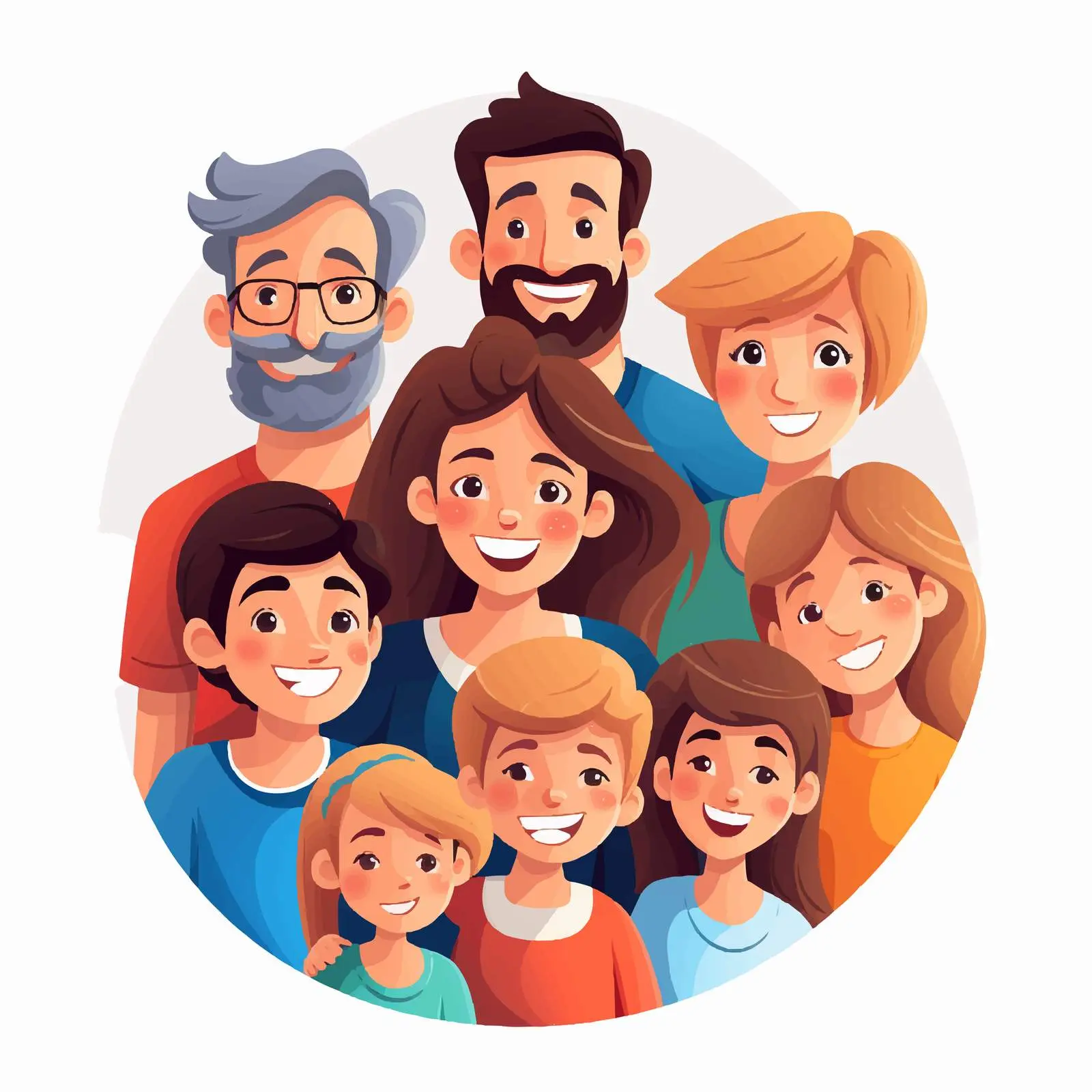 Family Members Cartoon Illustration Vector Art — free download from Dotvec