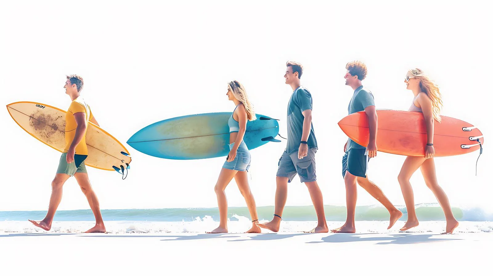 Friends Walking Beach Carrying Surfboards — free download from Dotvec