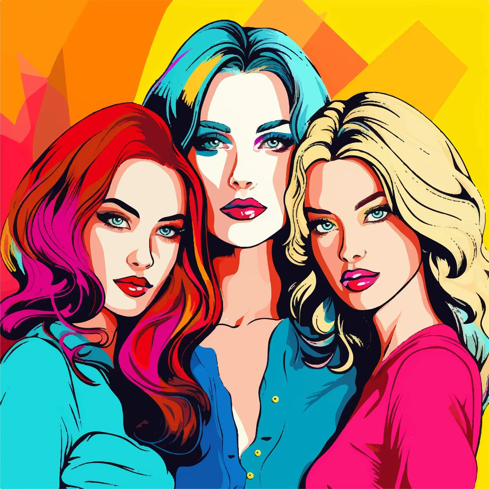 Colorful Portrait of a Group of Girls — free download from Dotvec
