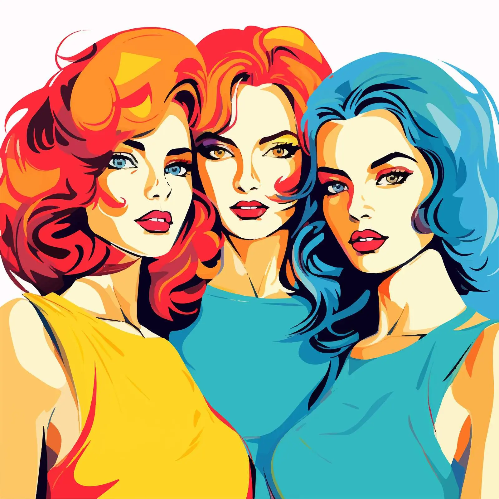 Charming Portrait of Diverse Girls in Bright Colors — free download from Dotvec