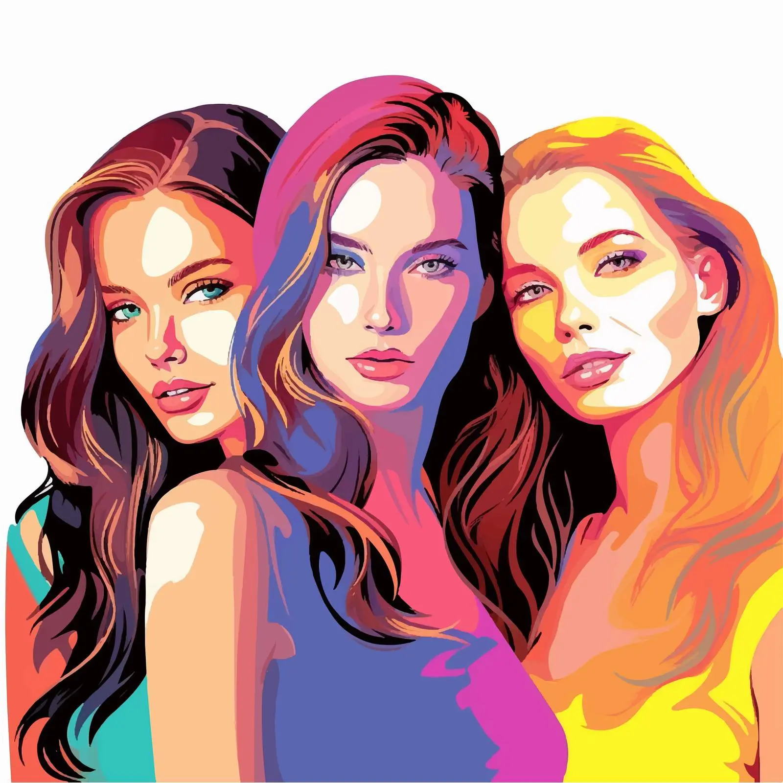 Beautiful Portrait of Girls in Bright Colors — free download from Dotvec