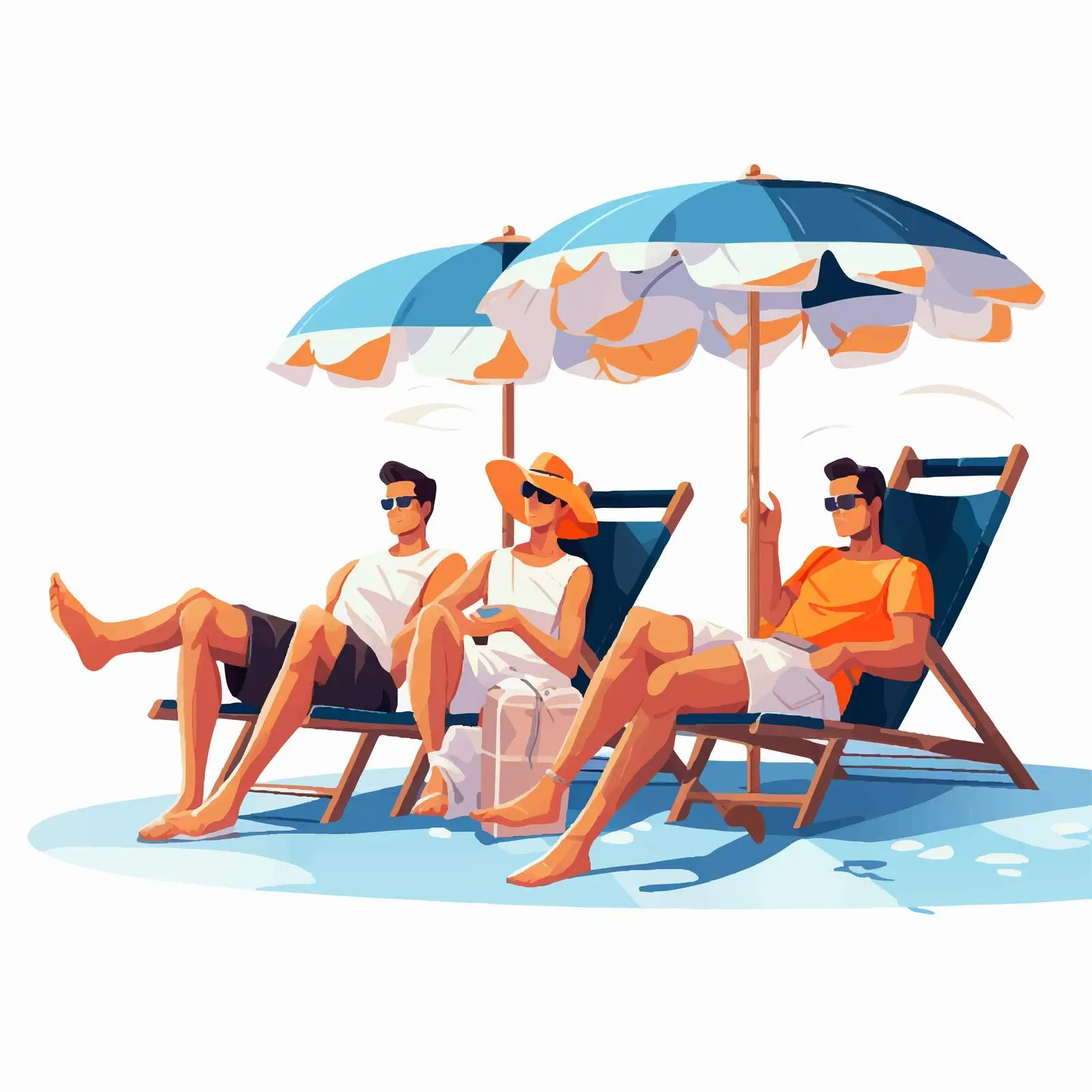 Friends Relaxing on Sunloungers in Beachwear — free download from Dotvec