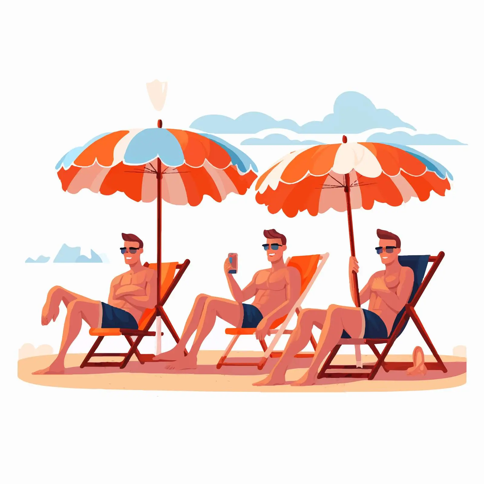 Friends Relaxing on Sunloungers in Beachwear — free download from Dotvec