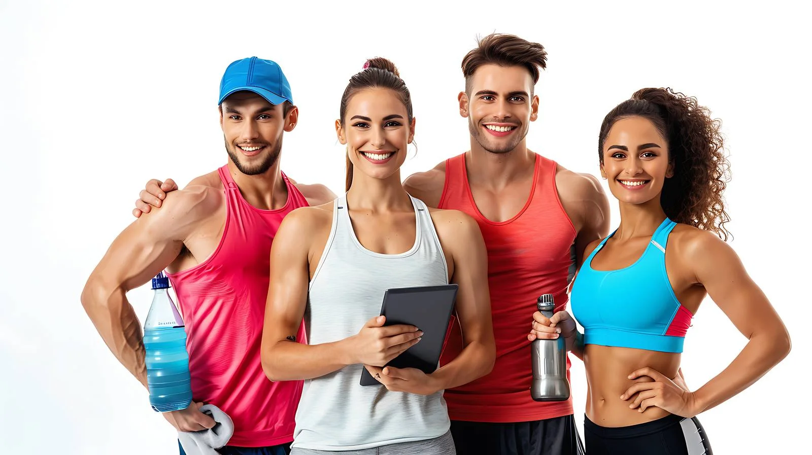 Joyful Athletes with Tablet Post-Workout — free download from Dotvec