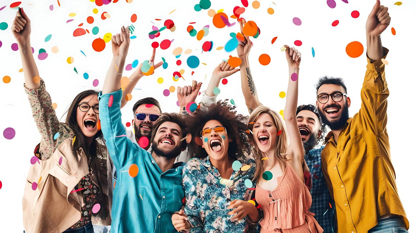 Joyful Multicultural Friends Celebrating Party — free download from Dotvec