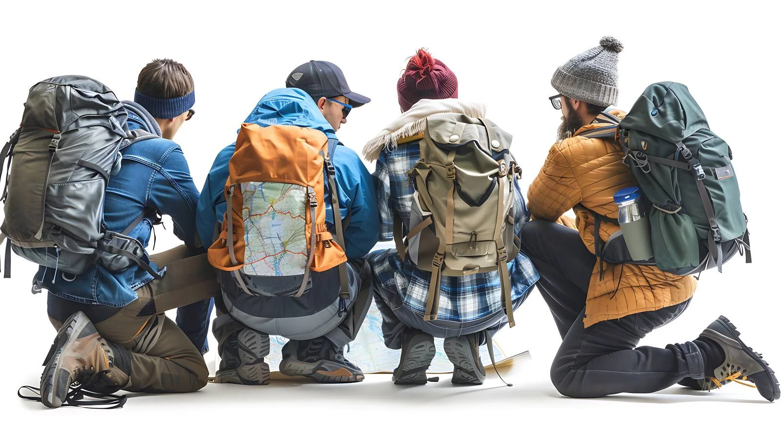 Hikers Planning Hiking Route Map — free download from Dotvec