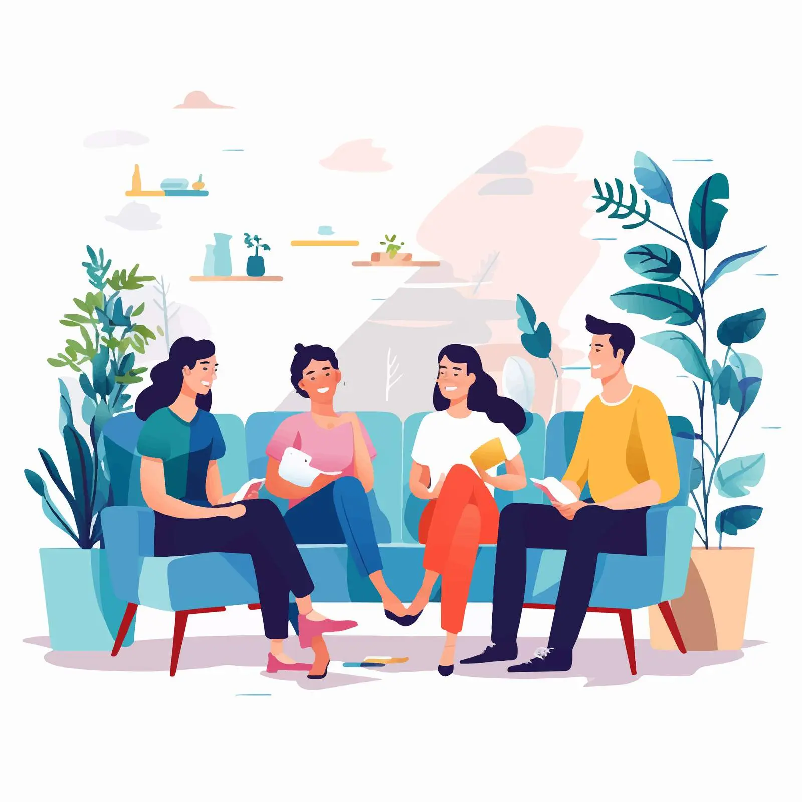 Diverse Group in Modern Scandinavian Room — free download from Dotvec