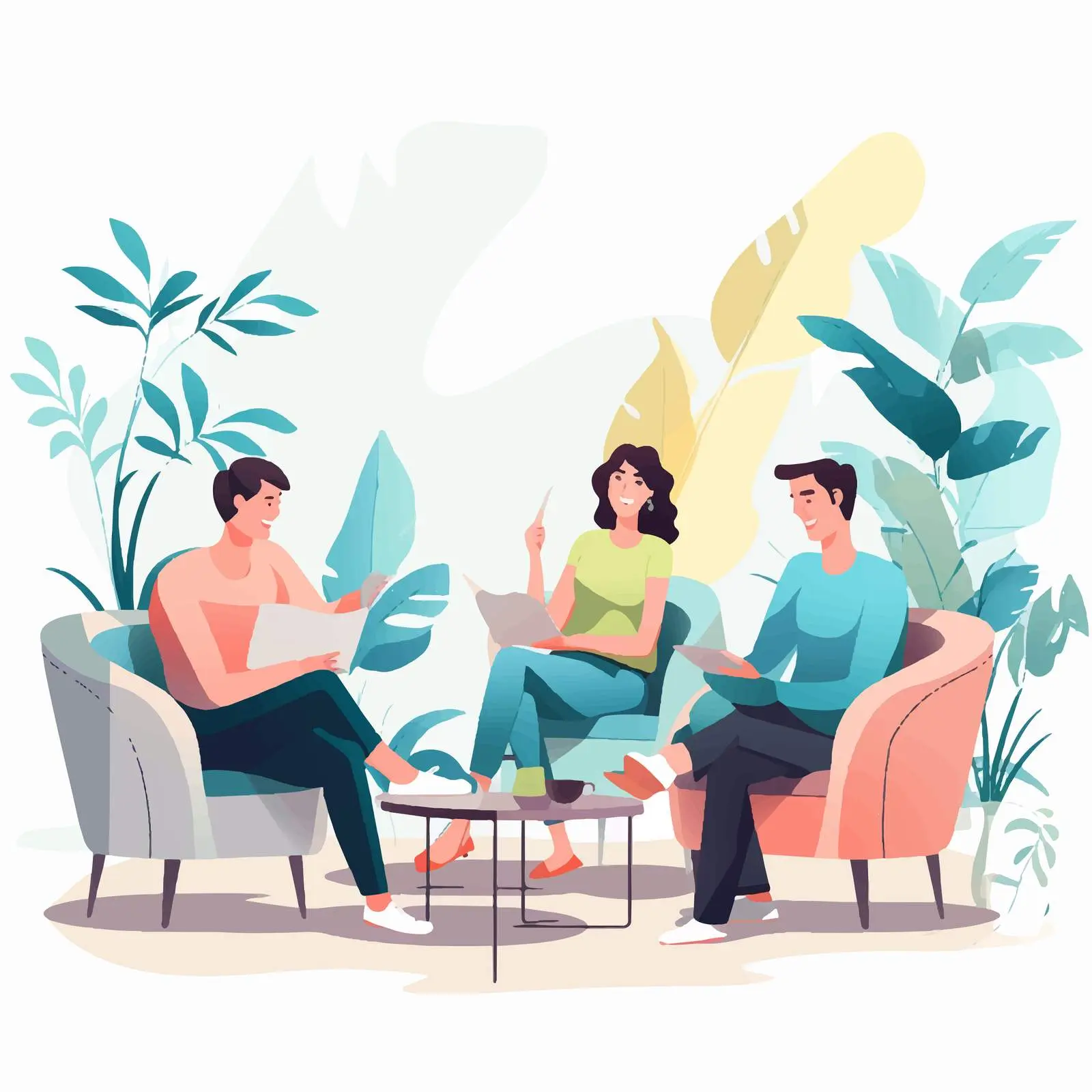 Group of Men and Women in Scandic Room – free group activity image from Dotvec