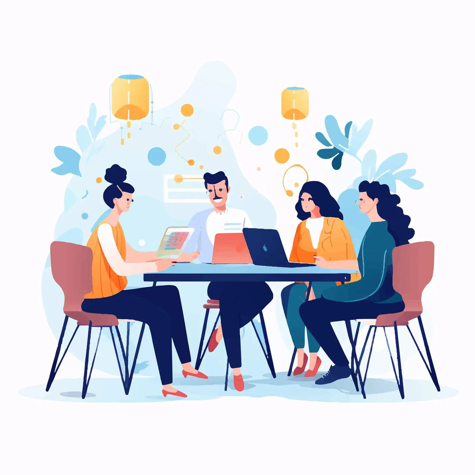 Office Workers Collaborating at Desks — free download from Dotvec