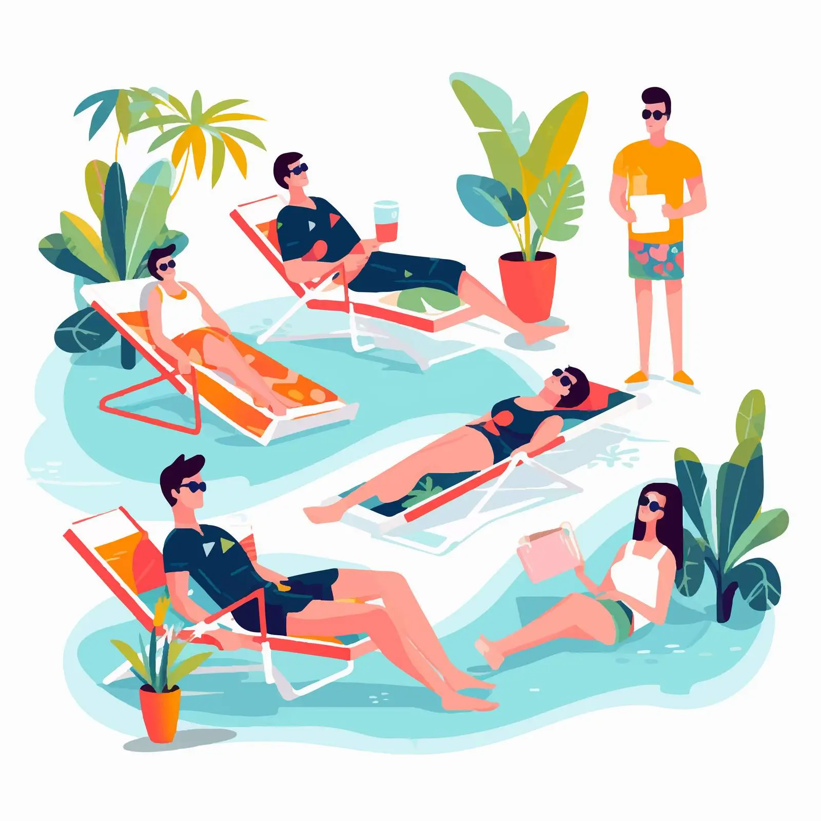 Swimming Pool Fun with Friends in Swimwear — free download from Dotvec