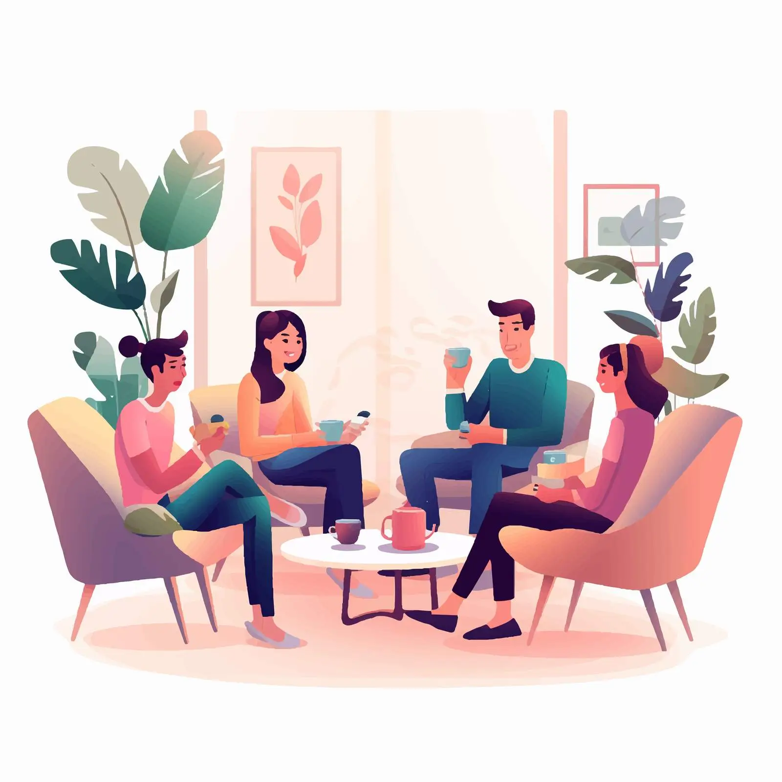 Friends Relaxing in Comfortable Apartment Setting — free download from Dotvec