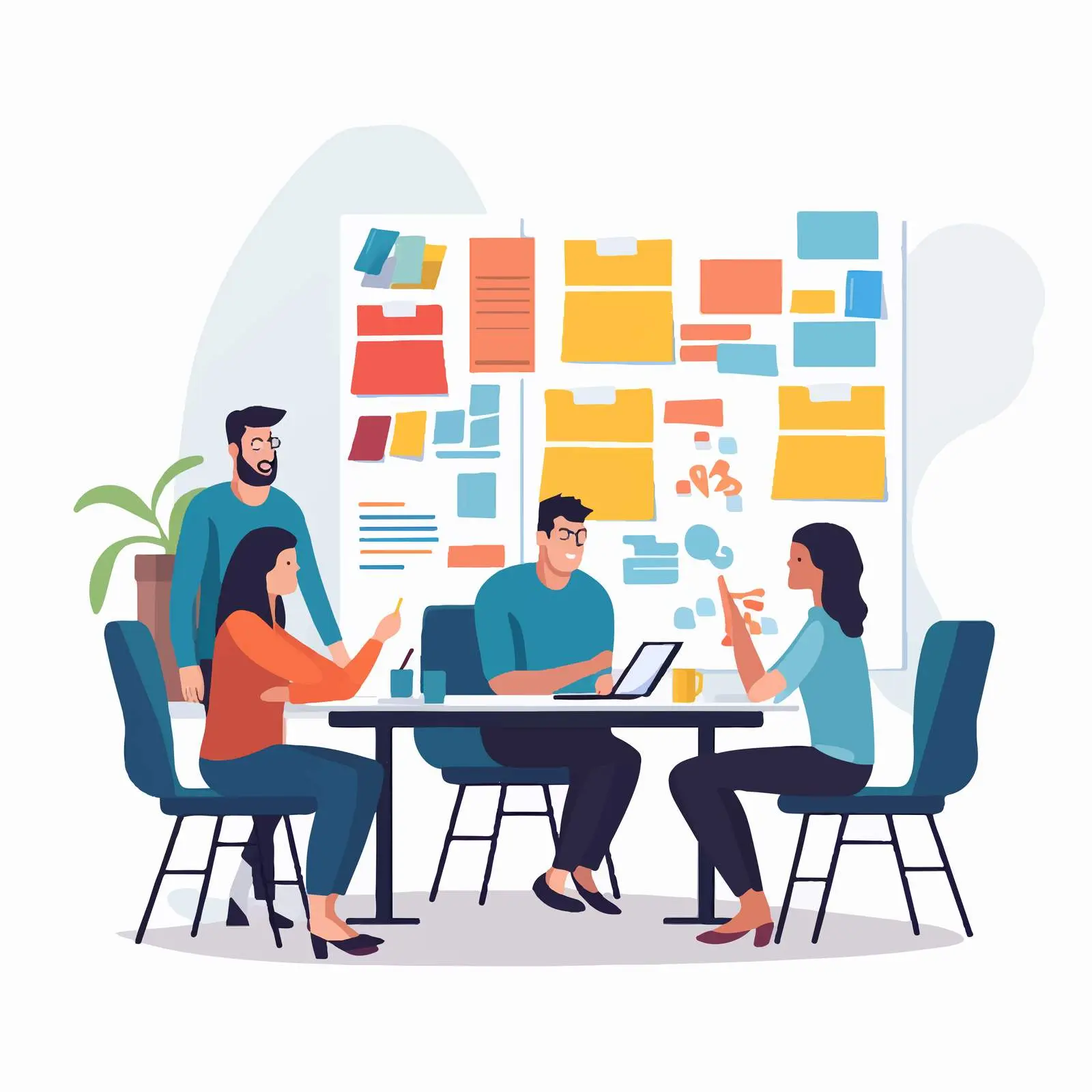 Office Workers Collaborating Around a Conference Table – free acting image from Dotvec