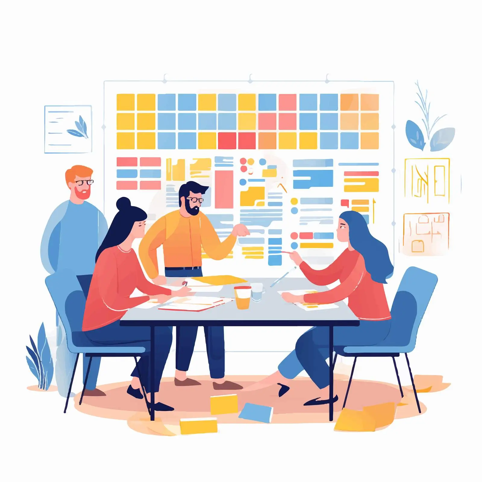 Office Workers Collaborating Around Meeting Table — free download from Dotvec