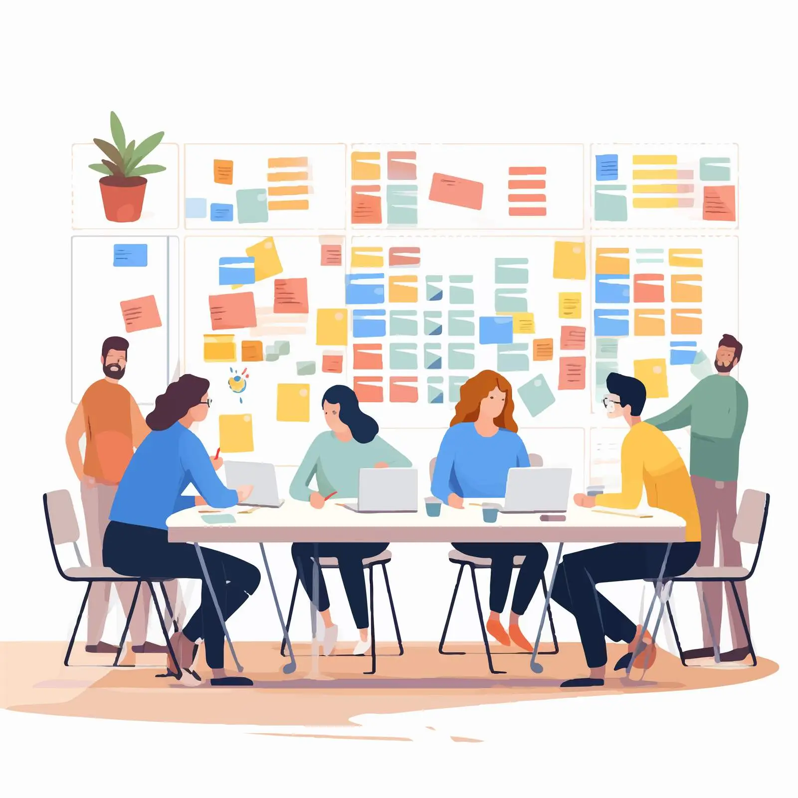 Office Workers Collaborating Around Conference Table — free download from Dotvec