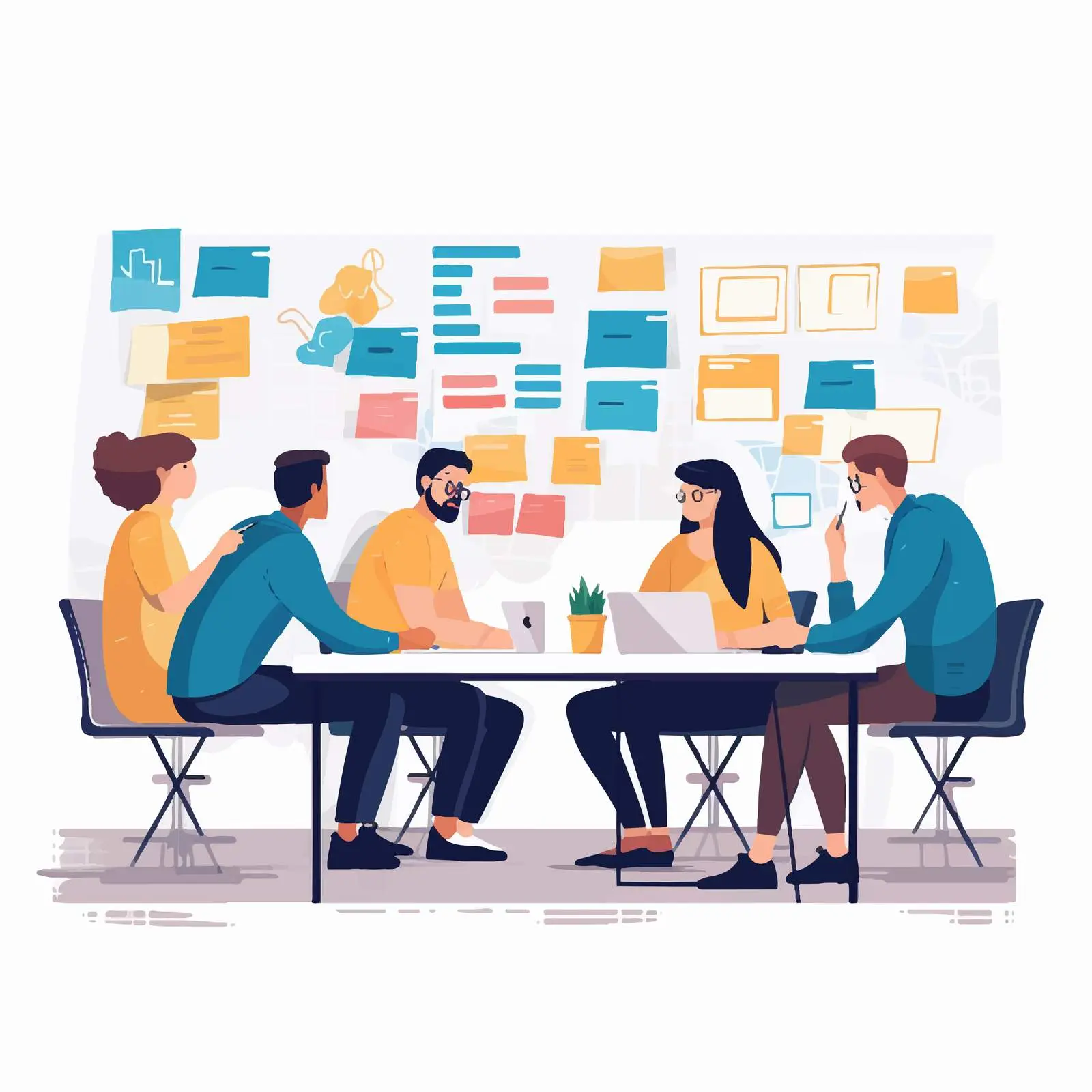 Office Workers Collaborating Around Meeting Table — free download from Dotvec
