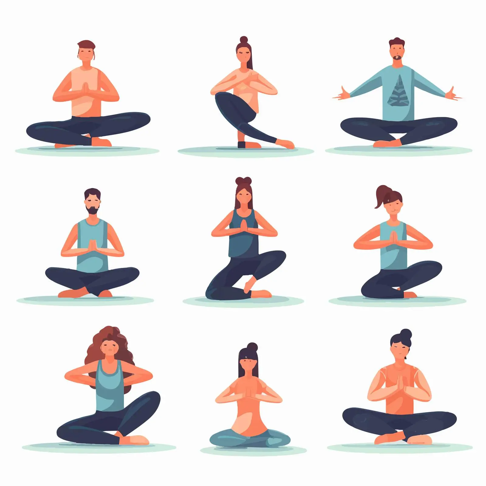 Yoga Practice Illustration with Diverse Group of People — free download from Dotvec